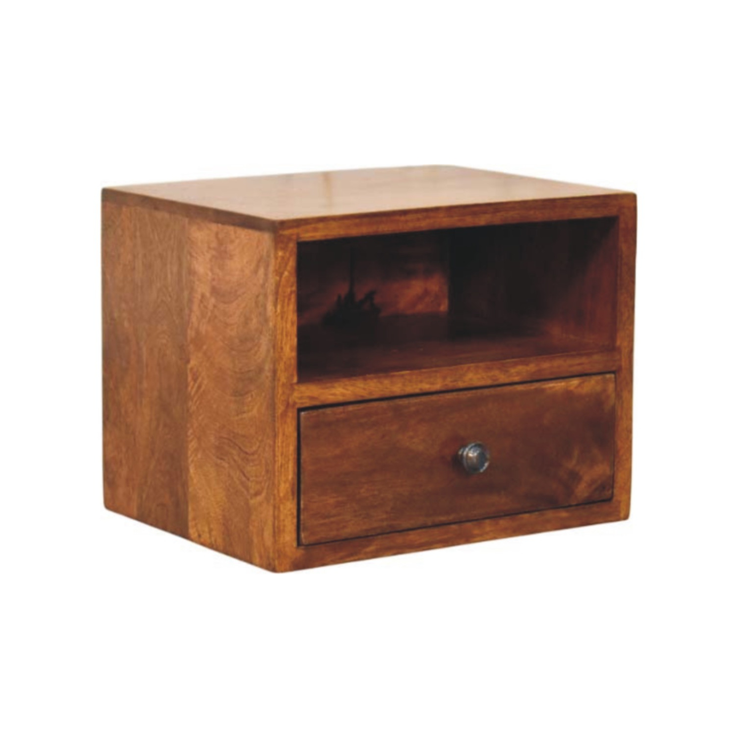 Artisan Furniture – Table de chevet murale à 1 tiroirs en bois massif massif marron