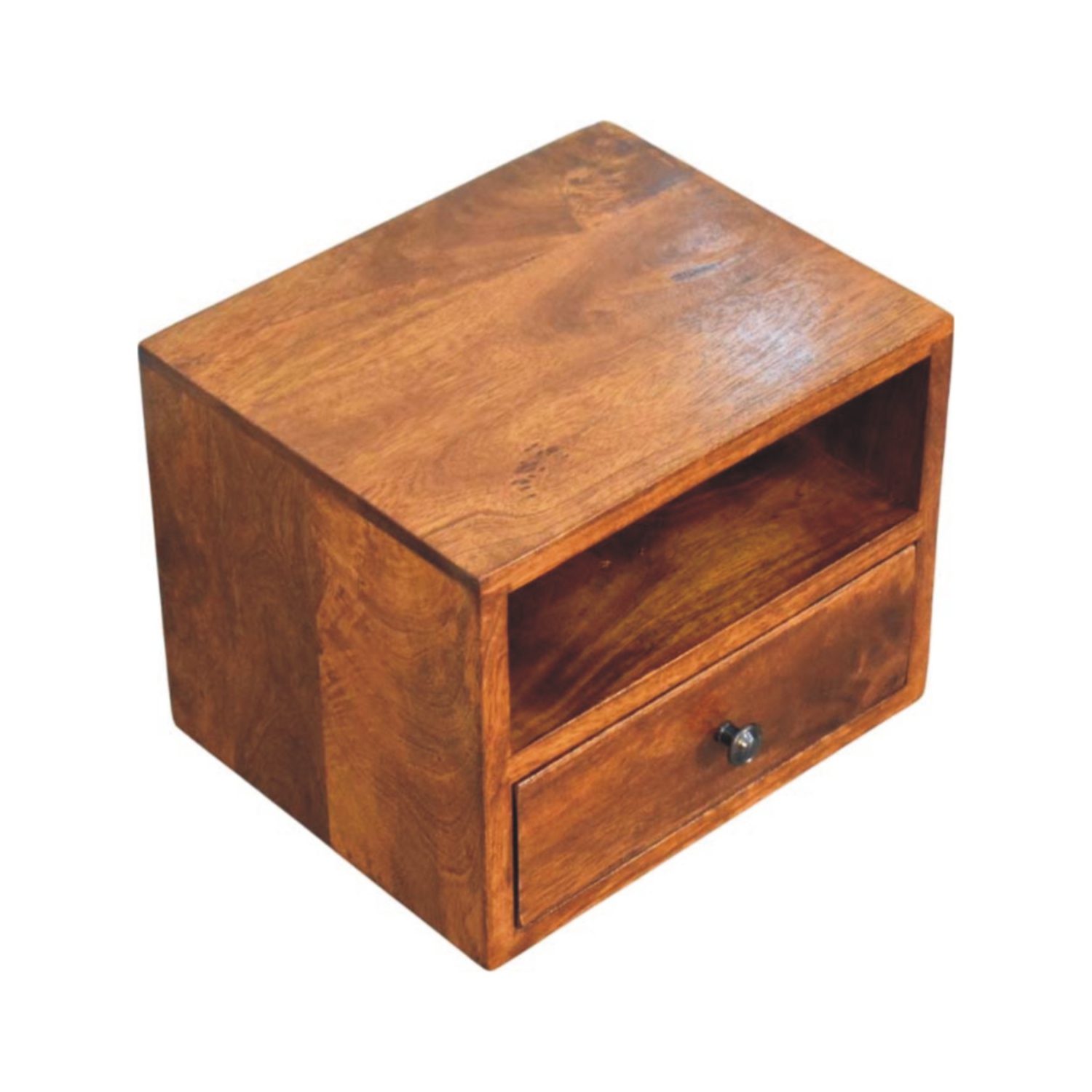 Artisan Furniture – Table de chevet murale à 1 tiroirs en bois massif massif marron