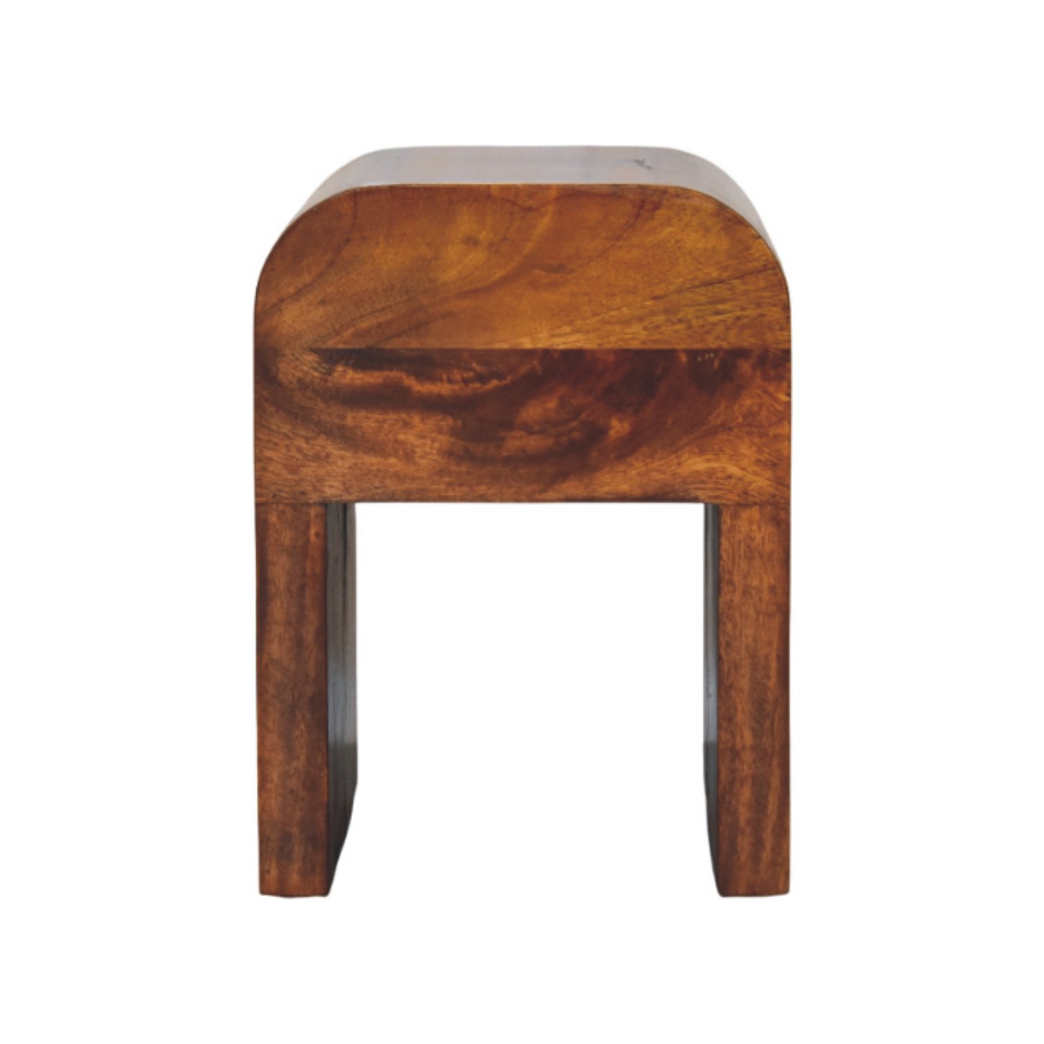 Mini table de chevet en bois massif marron foncé avec bords incurvés d'Artisan Furniture