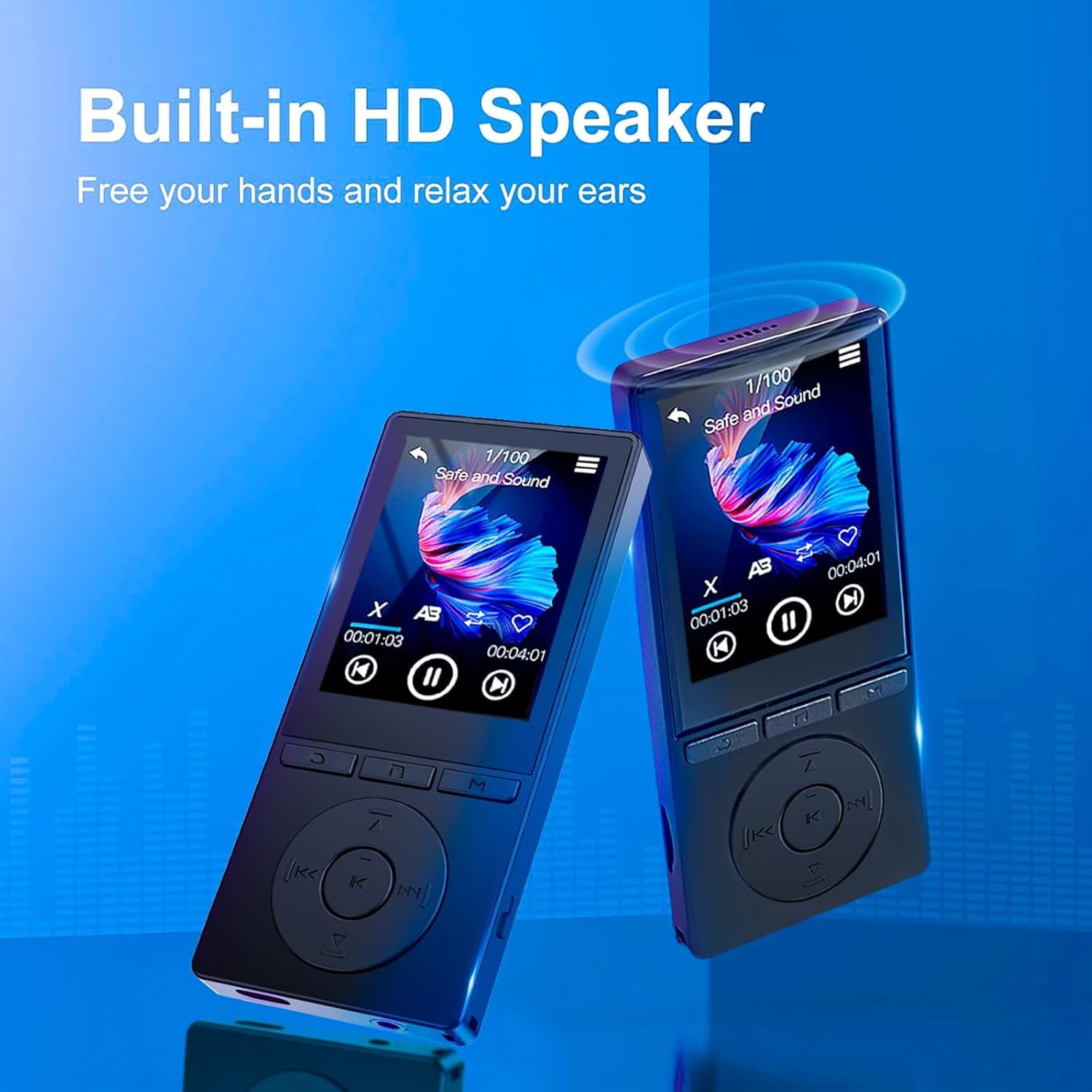 32GB MP3 Player with Bluetooth,Music Player with HiFi Sound for Sports,2.4" Screen MP3 Player Built in HD Speaker Voice Recorder FM Radio