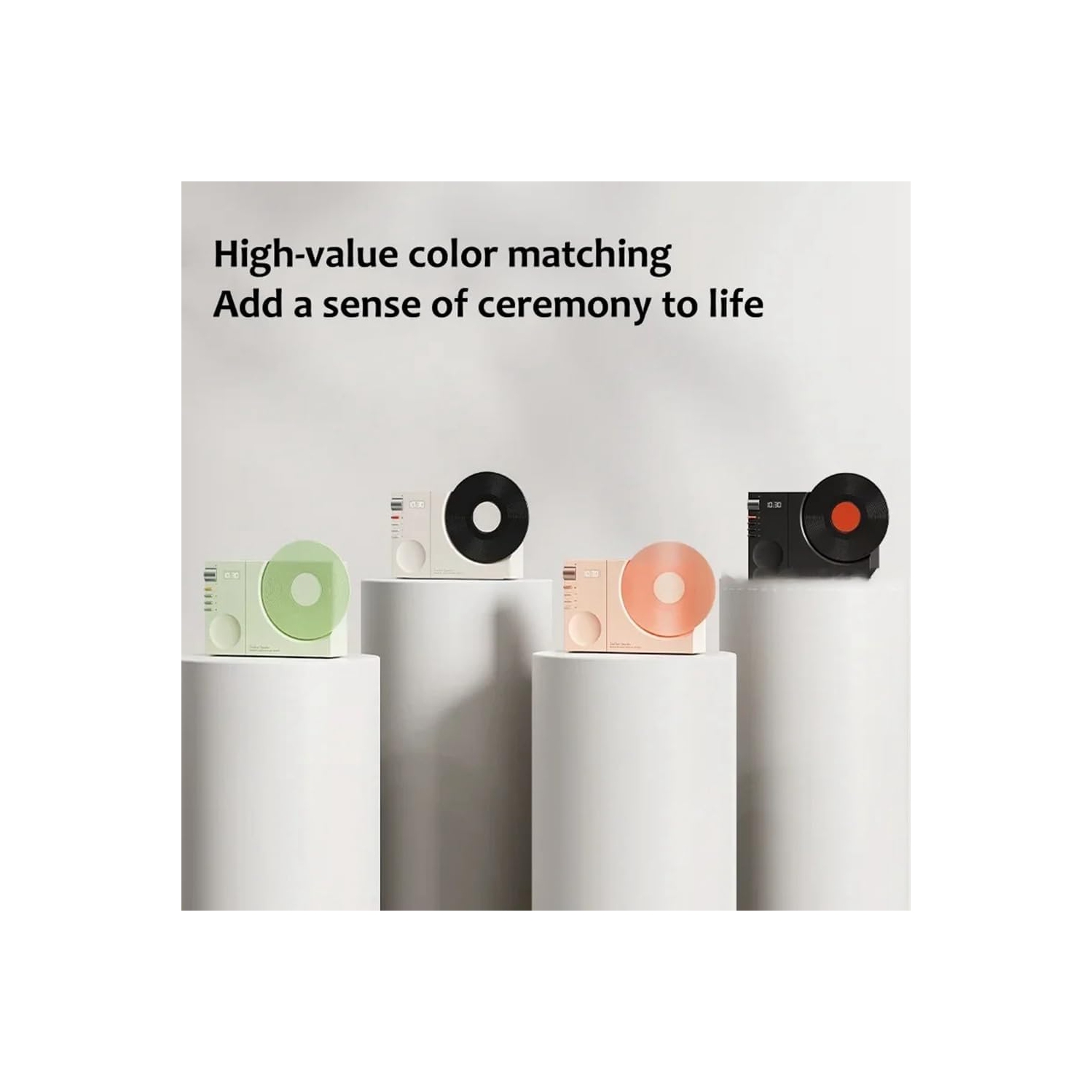 Retro Vinyl Record Bluetooth Speaker with Digital Clock – Hi-Fi Stereo Sound, Bluetooth 5.3, 1200mAh Battery, TF/AUX Playback – Vintage Home Decor &