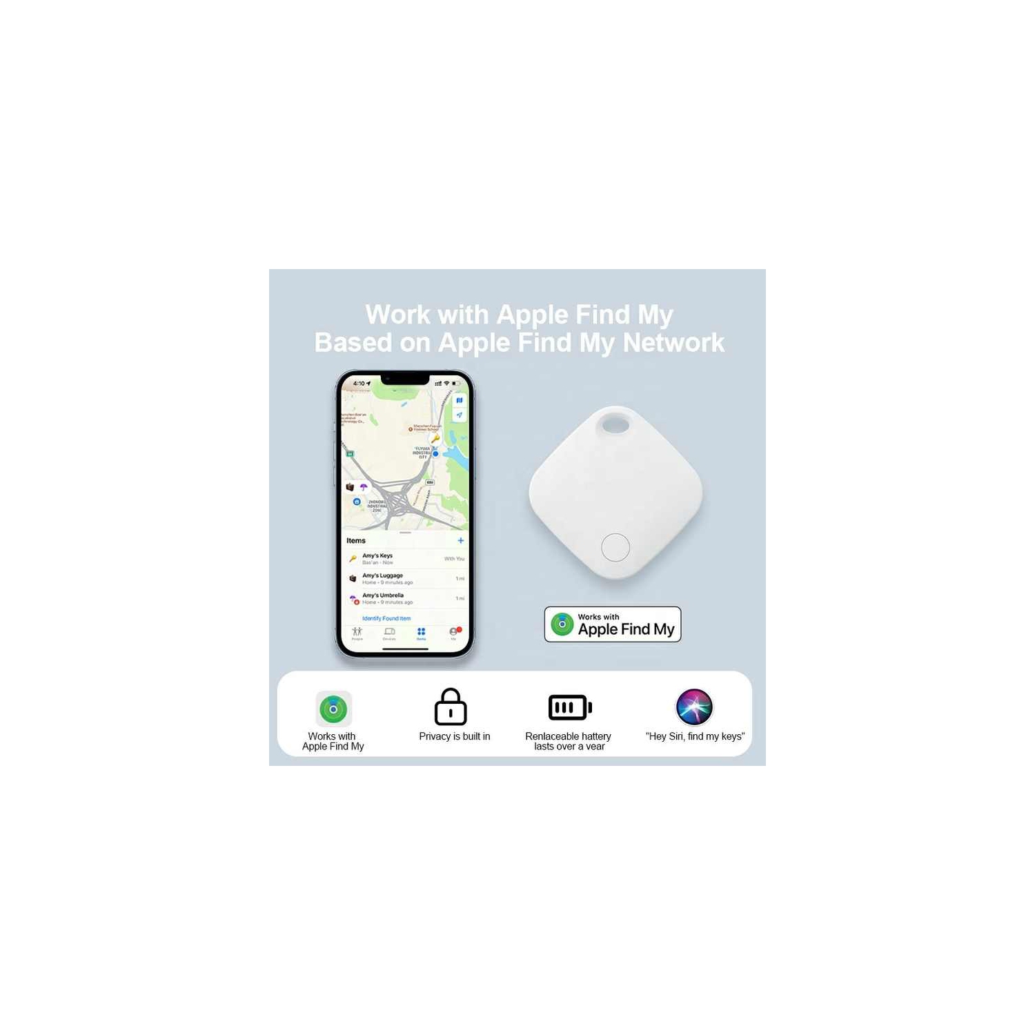 Localisateur de dents GPS intelligent d'Apple, porte-monnaie de suivi de bagage pour animal de compagnie, 3ᵉ génération anti-perte pour enfant en
