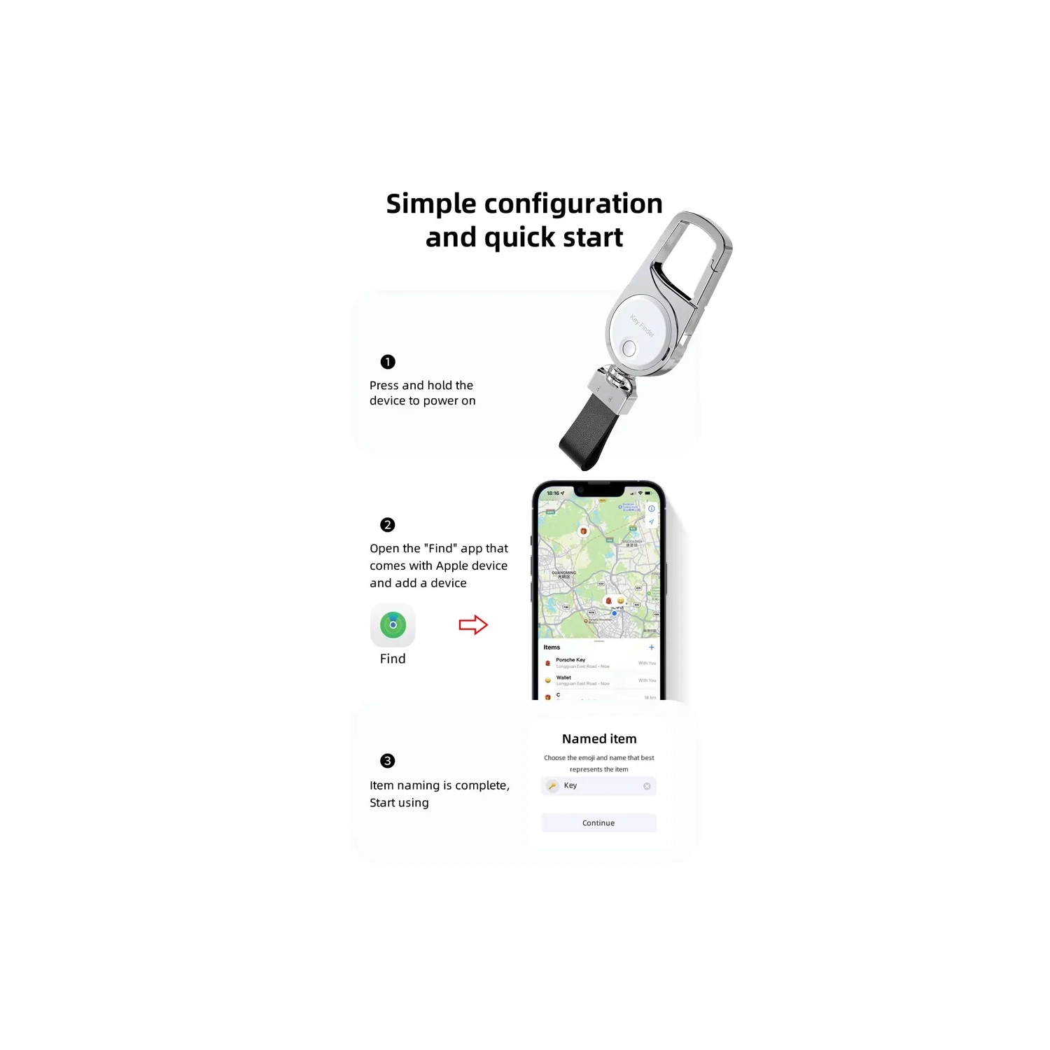 Porte-clés intégré de remplacement AirTag Findmy dispositif anti-perte de positionnement global intelligent pour les personnes âgées et les enfants,