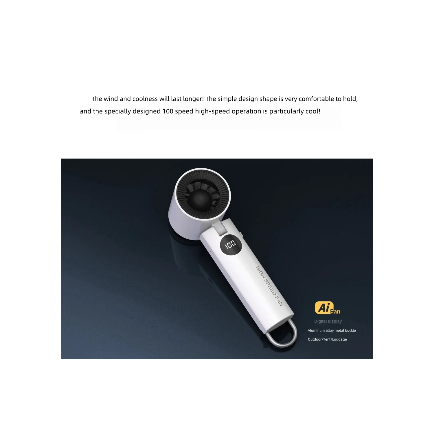 Turbine handheld fan, outdoor extremely fast violent neck hanging folding portable USB charging small fan, cooling handheld bladeless fan high speed