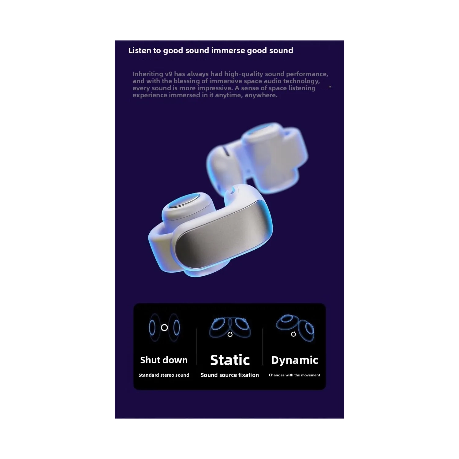 Oreillette Bluetooth, casque d'écoute sport ultra ouvert à conduction d'air, adapté à Apple Hyperspatial Audio - Gris clair v12 [Spatial Audio + Open]