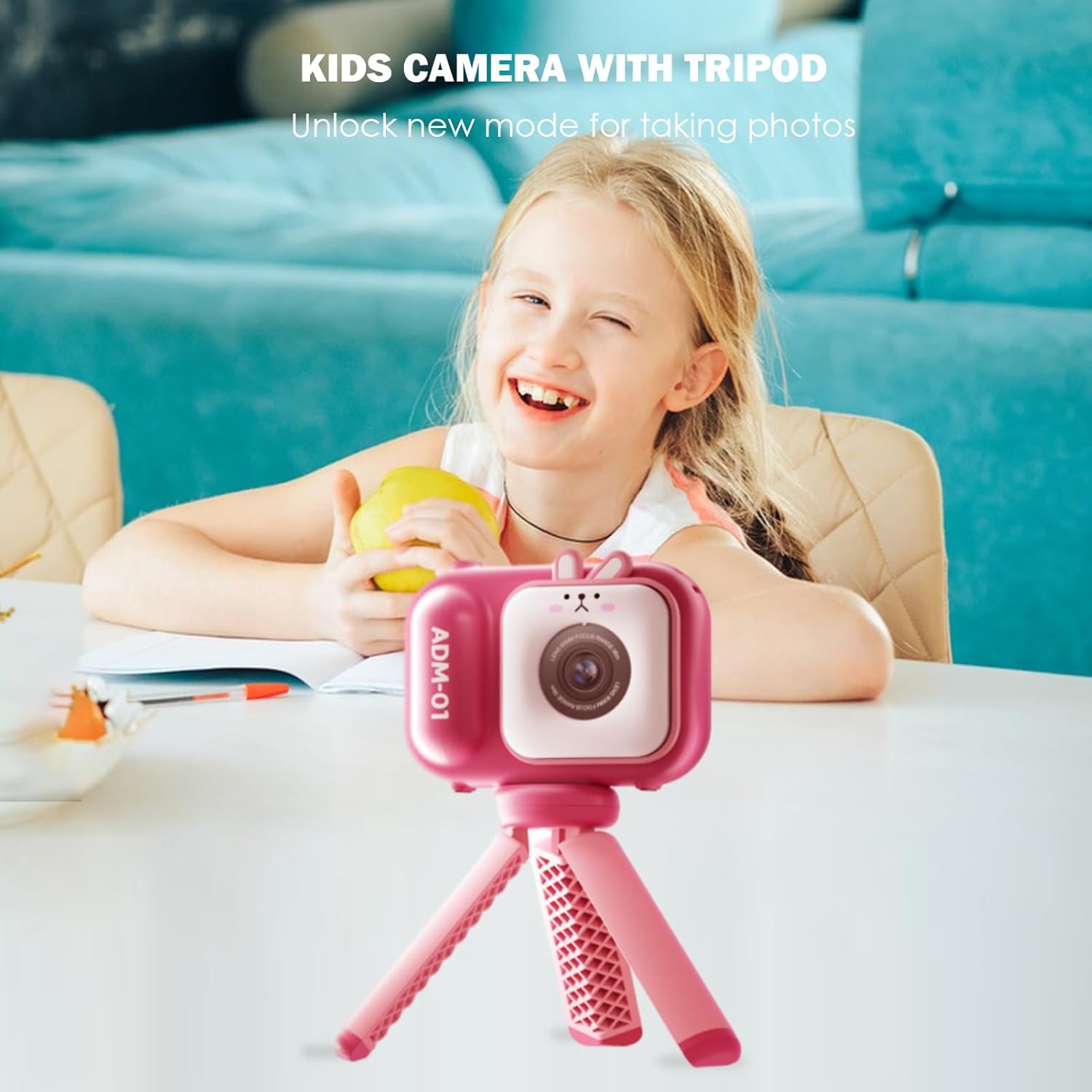 HD Dual-Camera Digital Children's Camera Student Stand Small SLR Cartoon Mini Camera, 2.4-inch Screen - Blue Fox No Memory Card