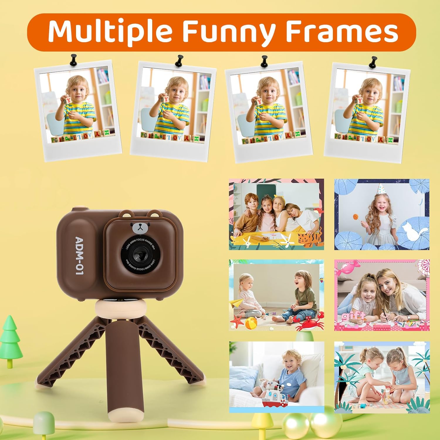 HD Dual-Camera Digital Children's Camera Student Stand Small SLR Cartoon Mini Camera, 2.4-inch Screen - Blue Fox No Memory Card