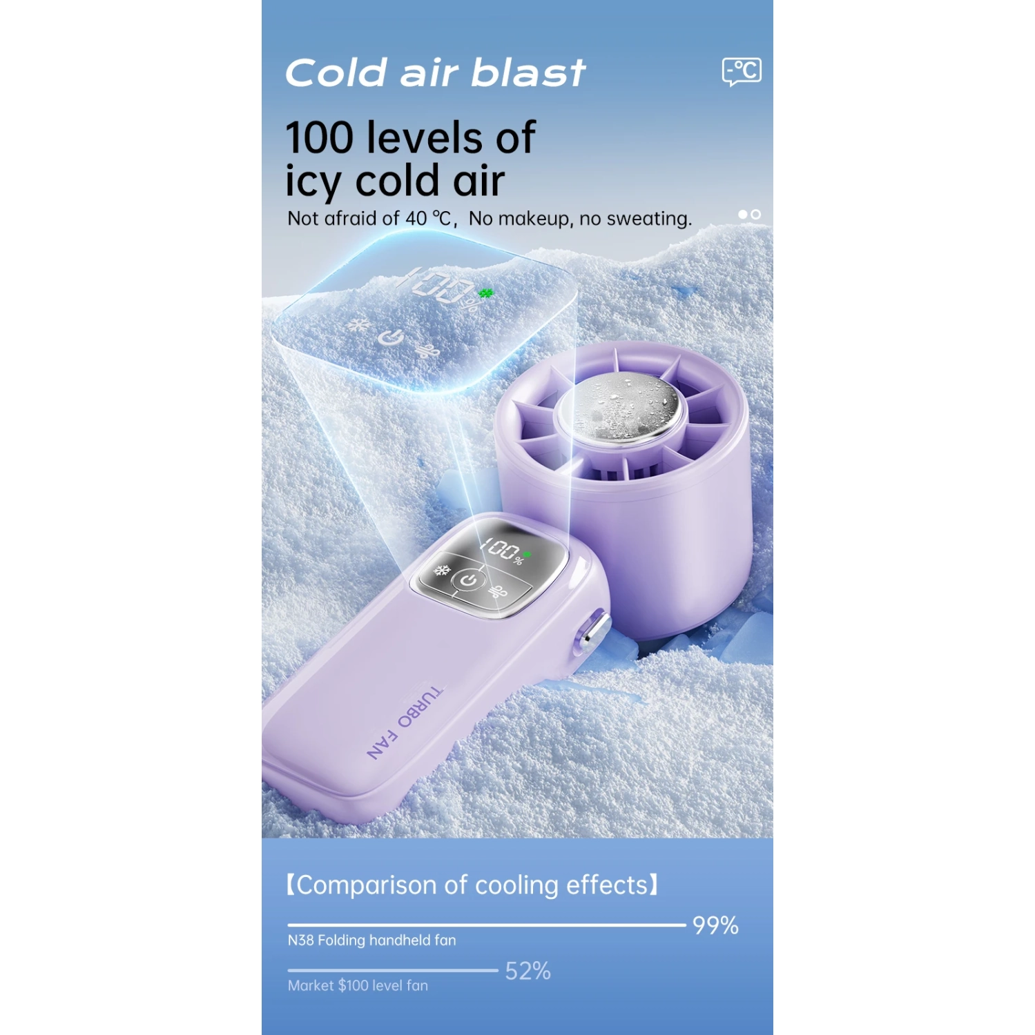 Semiconductor refrigeration handheld fan, turbo high-speed violent fan folding ice compress charging small wind, outdoor travel office portable