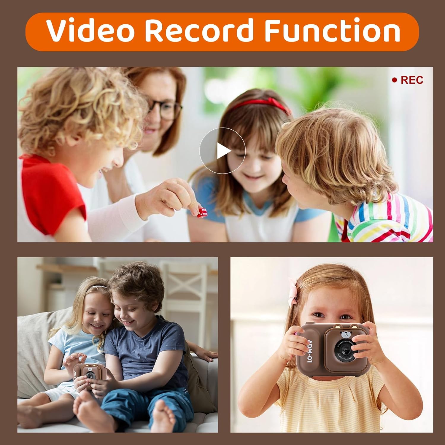 HD Dual-Camera Digital Children's Camera Student Stand Small SLR Cartoon Mini Camera, 2.4-inch Screen - Pink Bunny No Memory Card