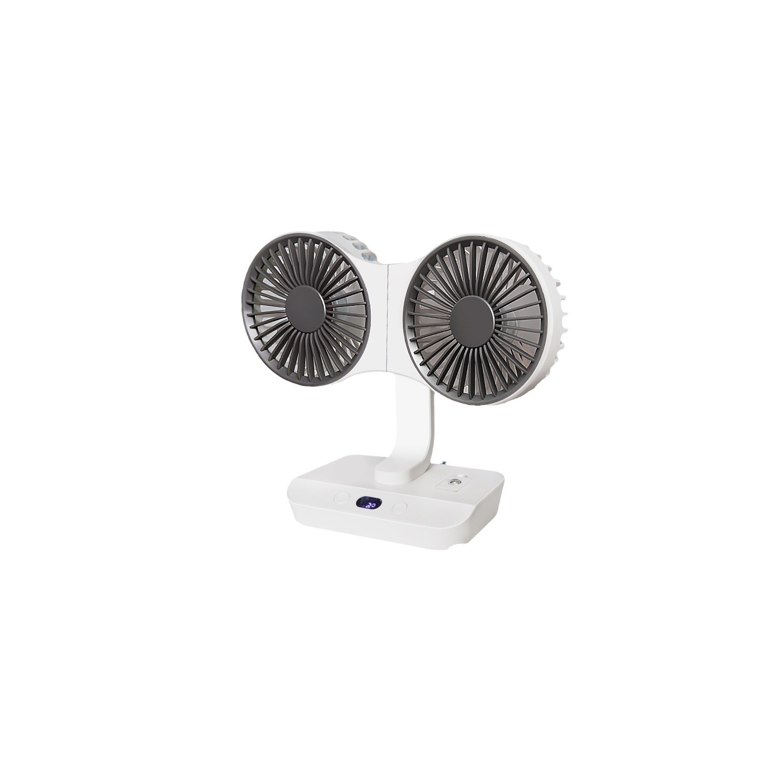 Nouveau petit ventilateur électrique de bureau portatif mini rechargeable USB à deux têtes de 360 degrés sans angle mort - tête double tremblement