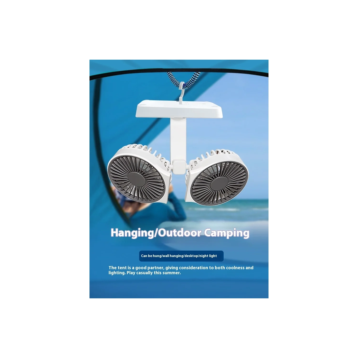 Nouveau petit ventilateur électrique de bureau portatif mini rechargeable USB à deux têtes de 360 degrés sans angle mort - tête double tremblement