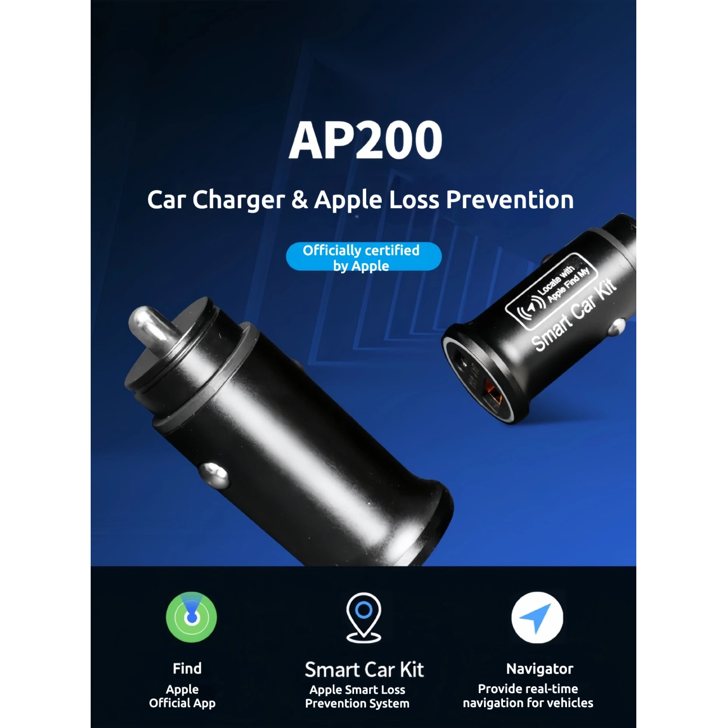 Convient à l'allume-cigare iOS d'Apple, au chargeur de voiture intelligent et au dispositif anti-perte, au localisateur à distance certifié MIF, au