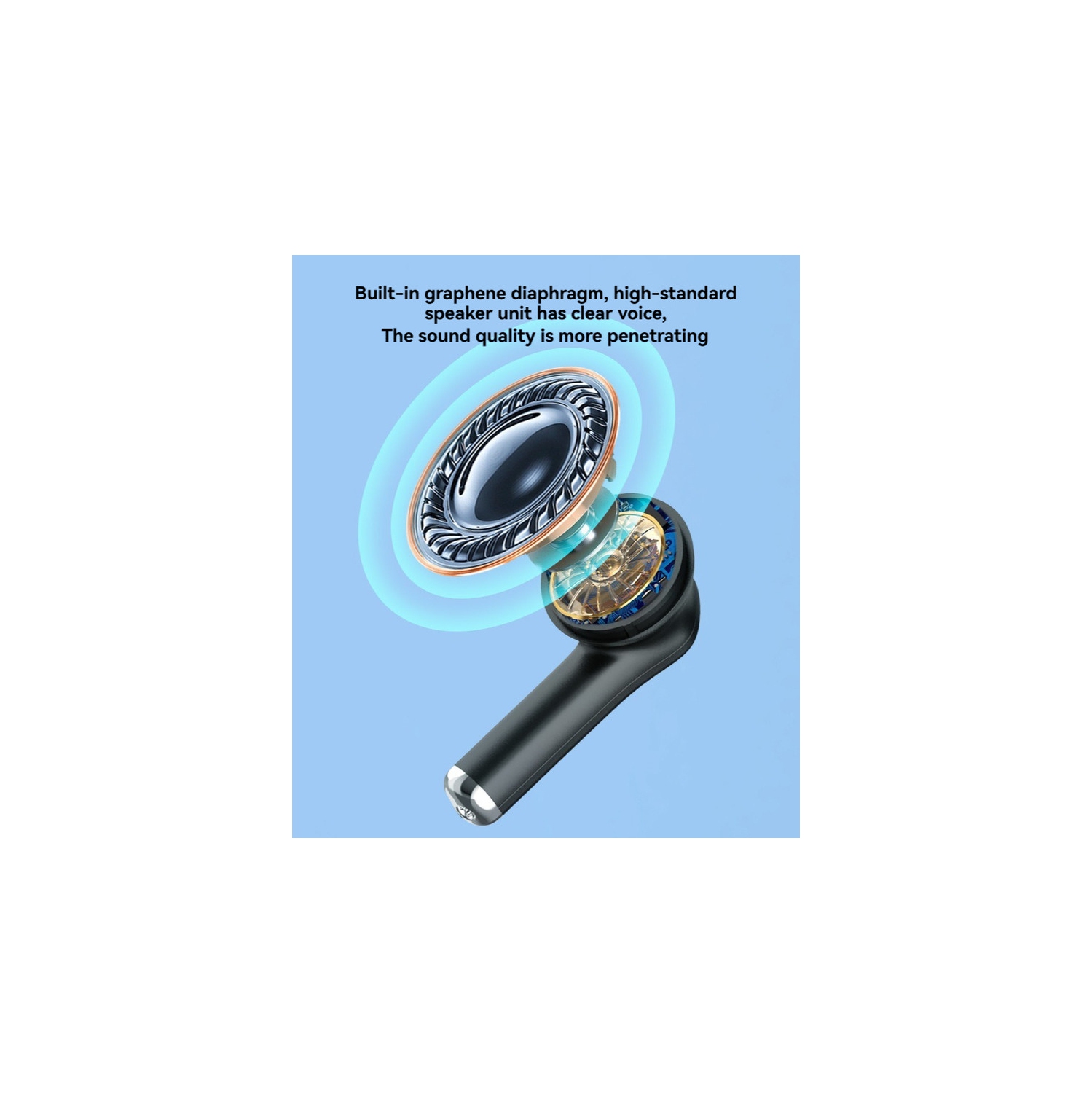 Oreillette Bluetooth sans fil, écouteurs bouton Bluetooth 5,3, réduction du bruit des appels ENC à quatre marques, écran LED IPX5 étanche - noir