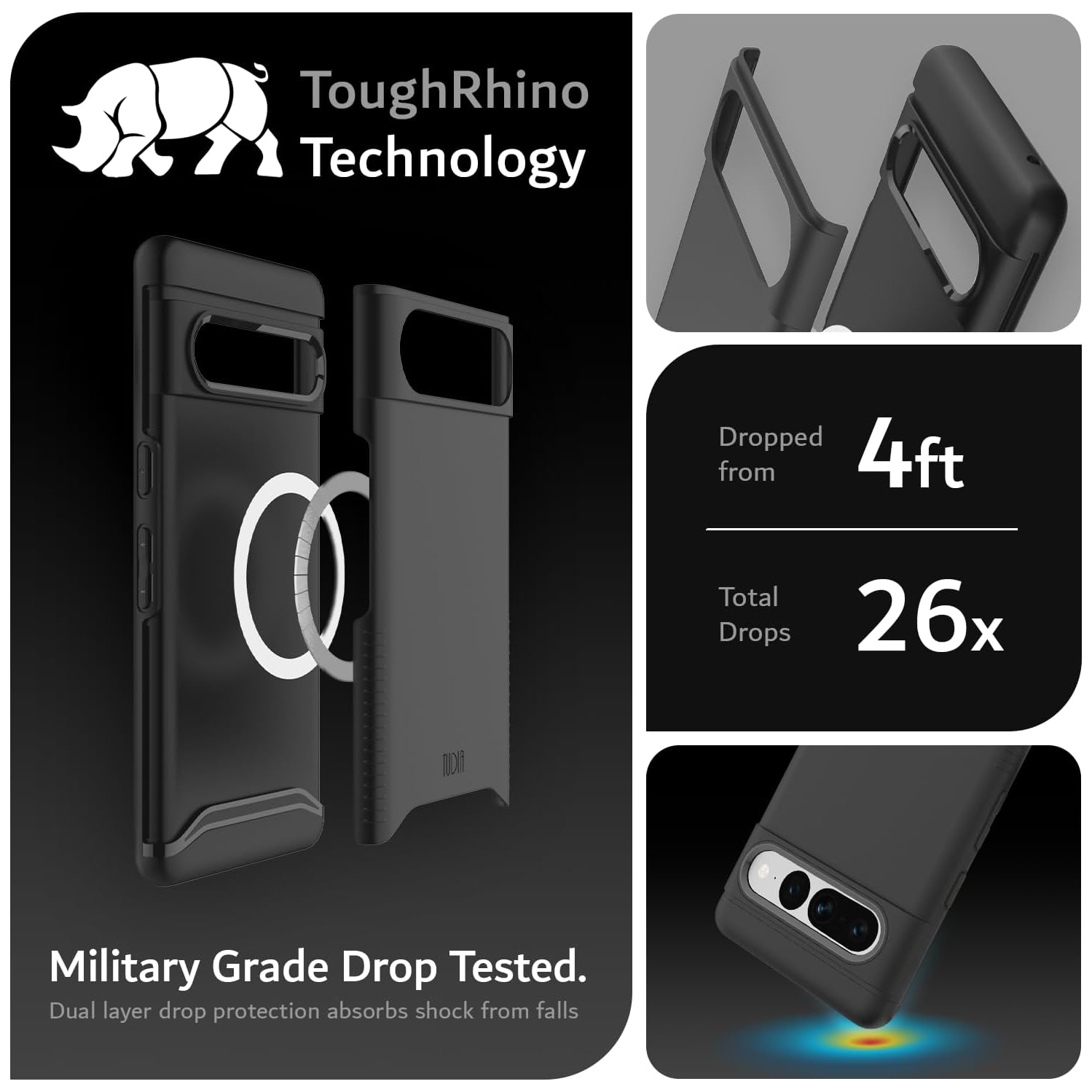 TUDIA Merge Google Pixel 7 Pro Case Magsafe Compatible - Matte Black