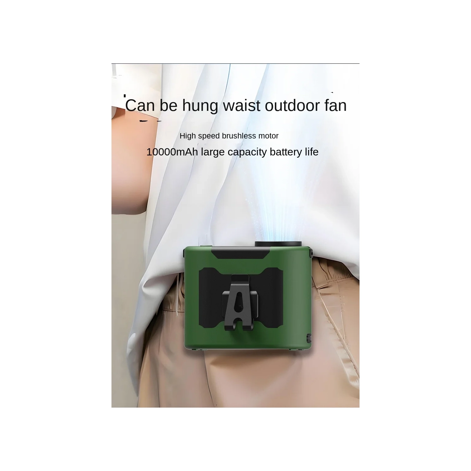 Nouveau ventilateur de ceinture à très longue autonomie Ventilateur portatif à fixation au cou avec batterie 10000&nbsp;mAh Ventilateur de chargement
