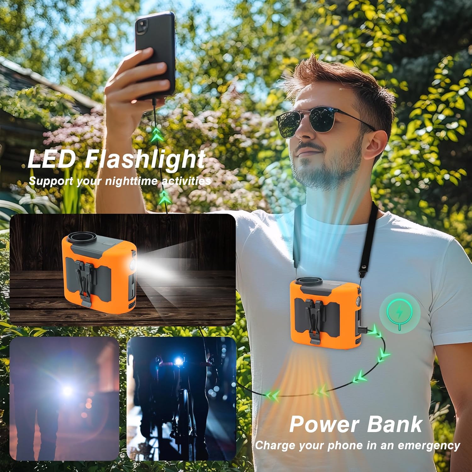 New ultra-long battery life waist-mounted fan Portable waist-mounted cooling neck-mounted fan with 10000mAh battery High-power outdoor camping