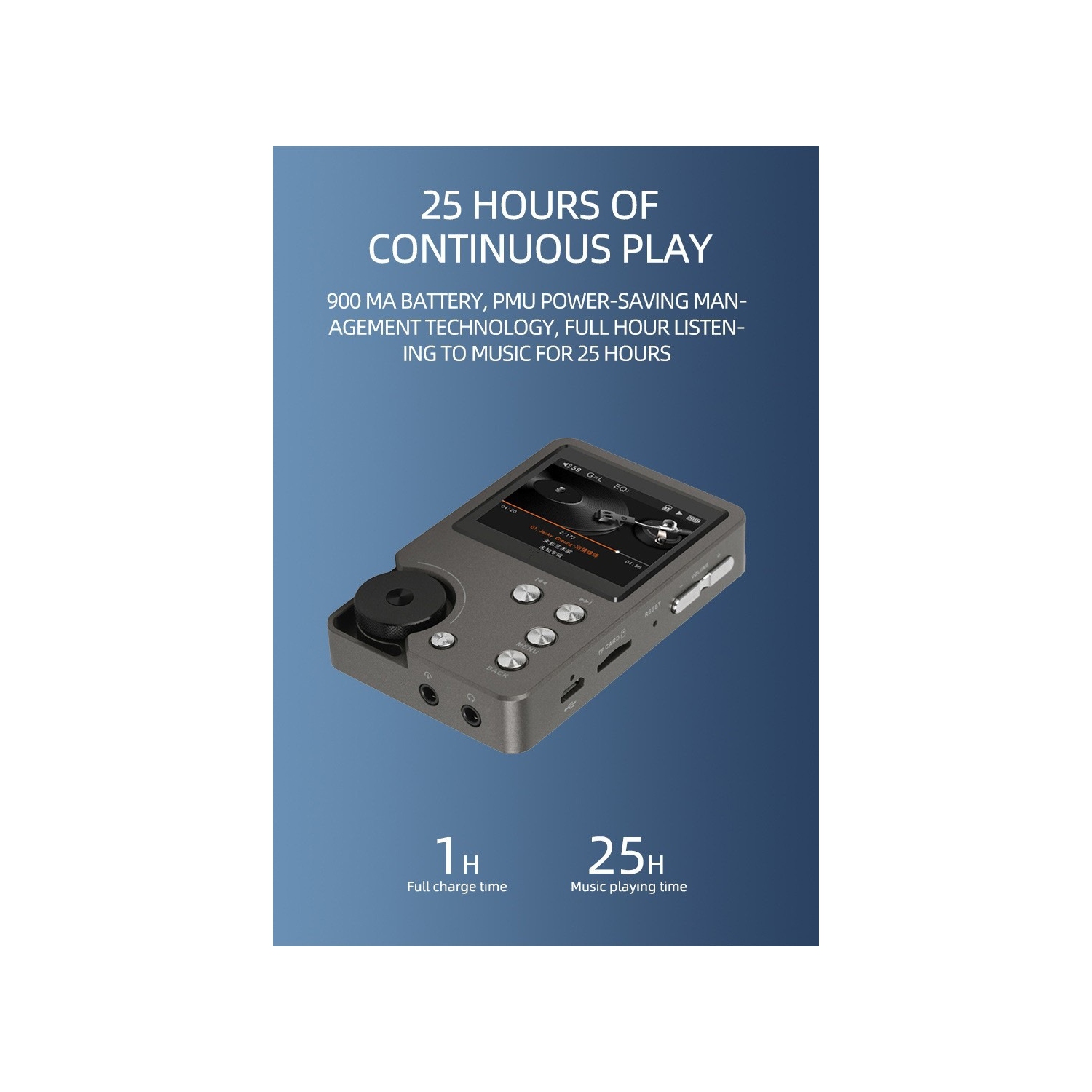 MASTER HIFI Lecteur de musique DSD256 haute fidélité sport voiture MP3 professionnelle Walkman voiture portative - argent gris 64&nbsp;Go