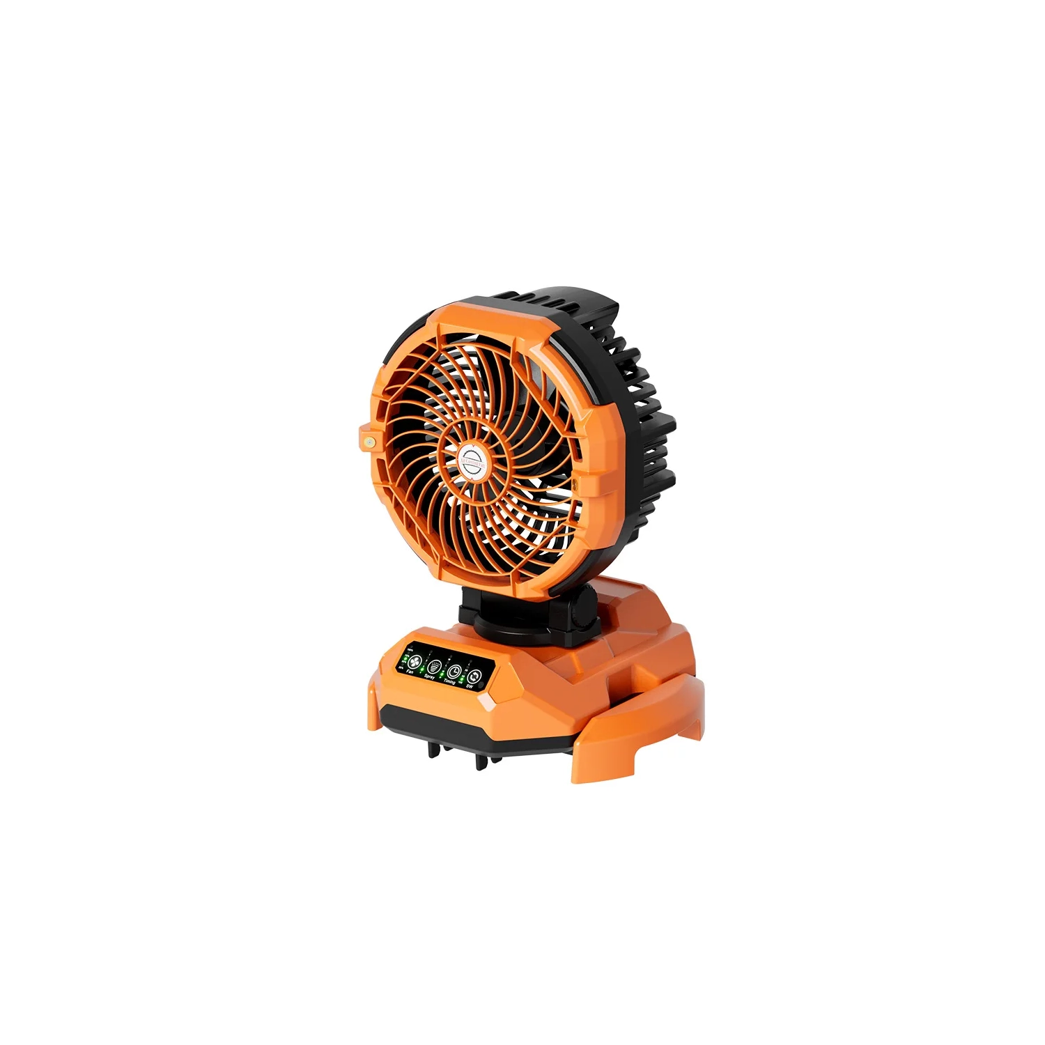 Portable misting fan, 150° rotation, 30000mAh rechargeable battery powered, outdoor cooling fan for patio, barbecue, workplace, adjustable base-orange