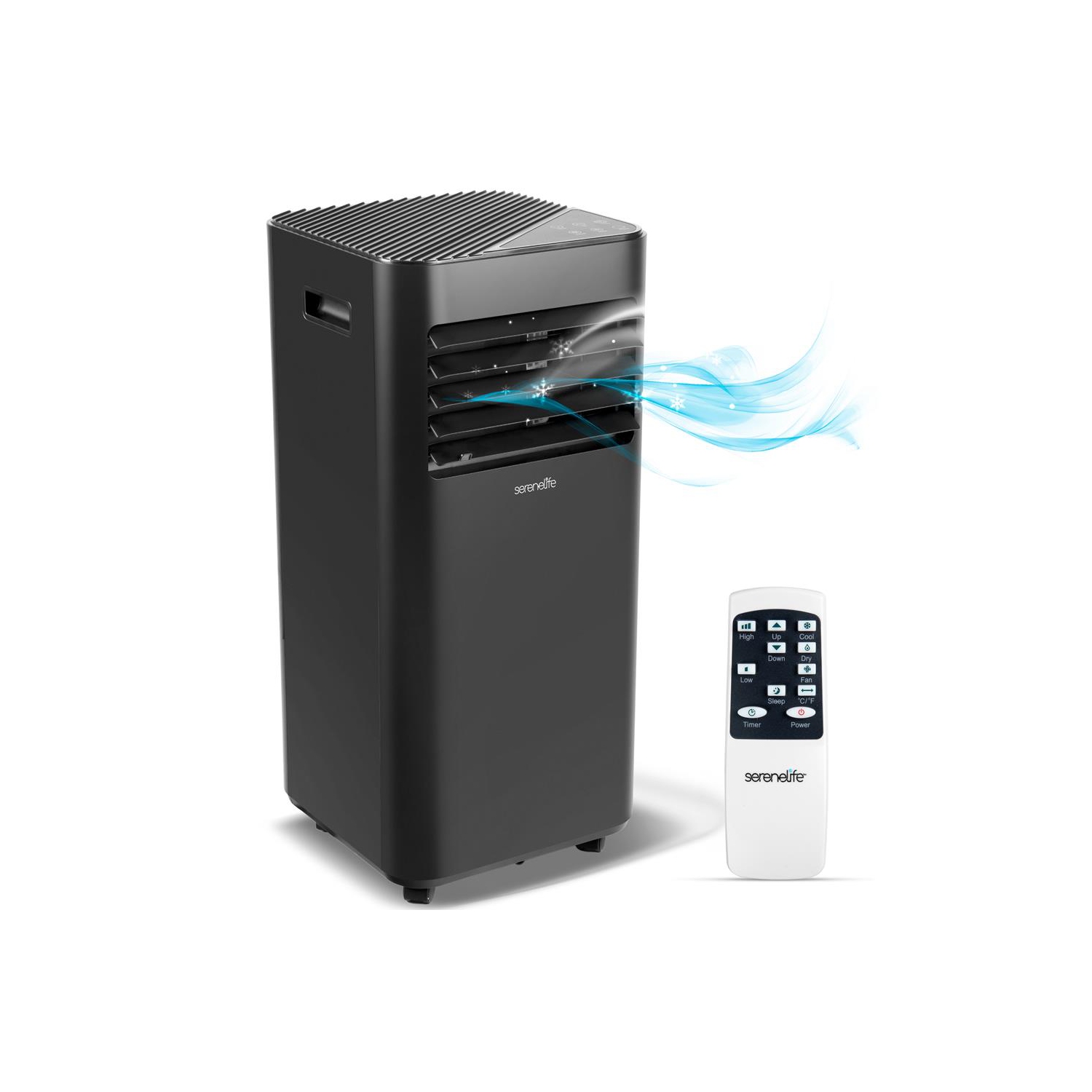 SereneLife Portable AC 8000 BTU, 3-in-1 Cooling, Dehumidifier and Fan Modes, Compact Standing Air Conditioner for 300 Sq. Ft., Energy Efficient, with