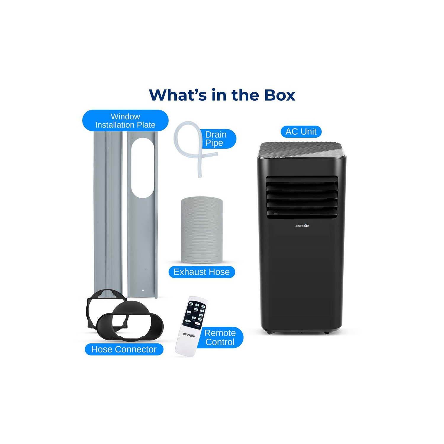 SereneLife Portable AC 8000 BTU, 3-in-1 Cooling, Dehumidifier and Fan Modes, Compact Standing Air Conditioner for 300 Sq. Ft., Energy Efficient, with