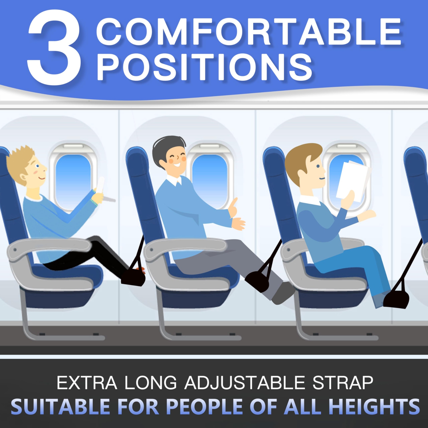 Hamac de 2 pièces pour les pieds de voyage en avion, repose-pieds portatif pour les vols longue distance et pour une utilisation au bureau