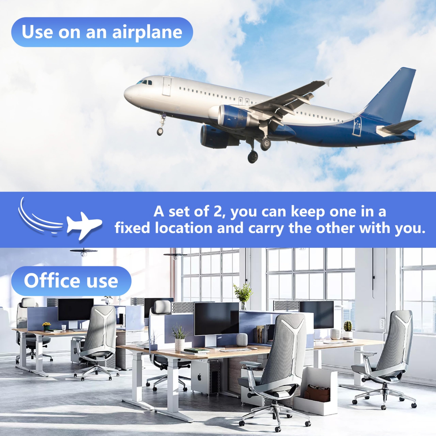 Hamac de 2 pièces pour les pieds de voyage en avion, repose-pieds portatif pour les vols longue distance et pour une utilisation au bureau