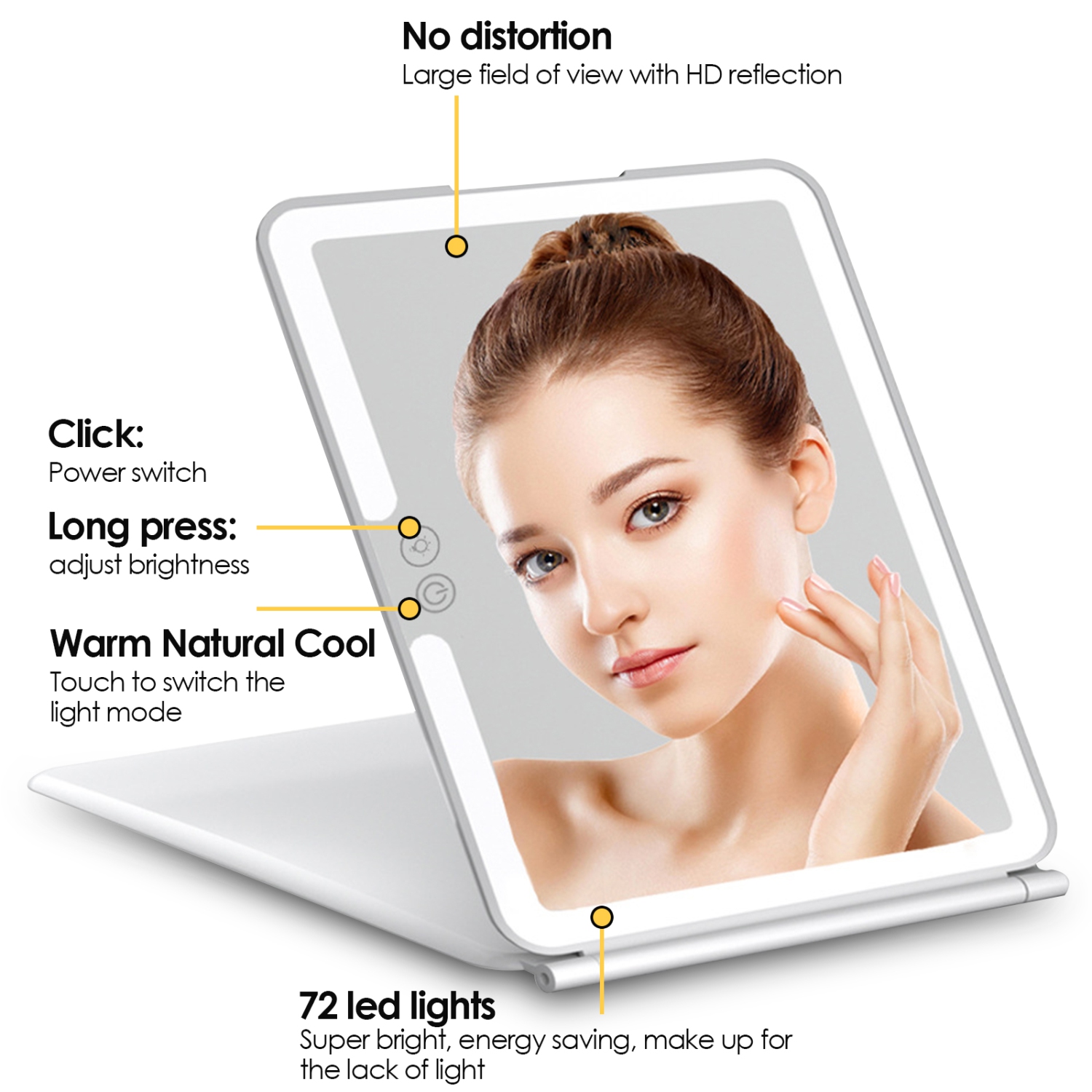 10x Magnification Folding Makeup Mirror, USB Rechargeable Dimmable Travel Mirror for Home Use