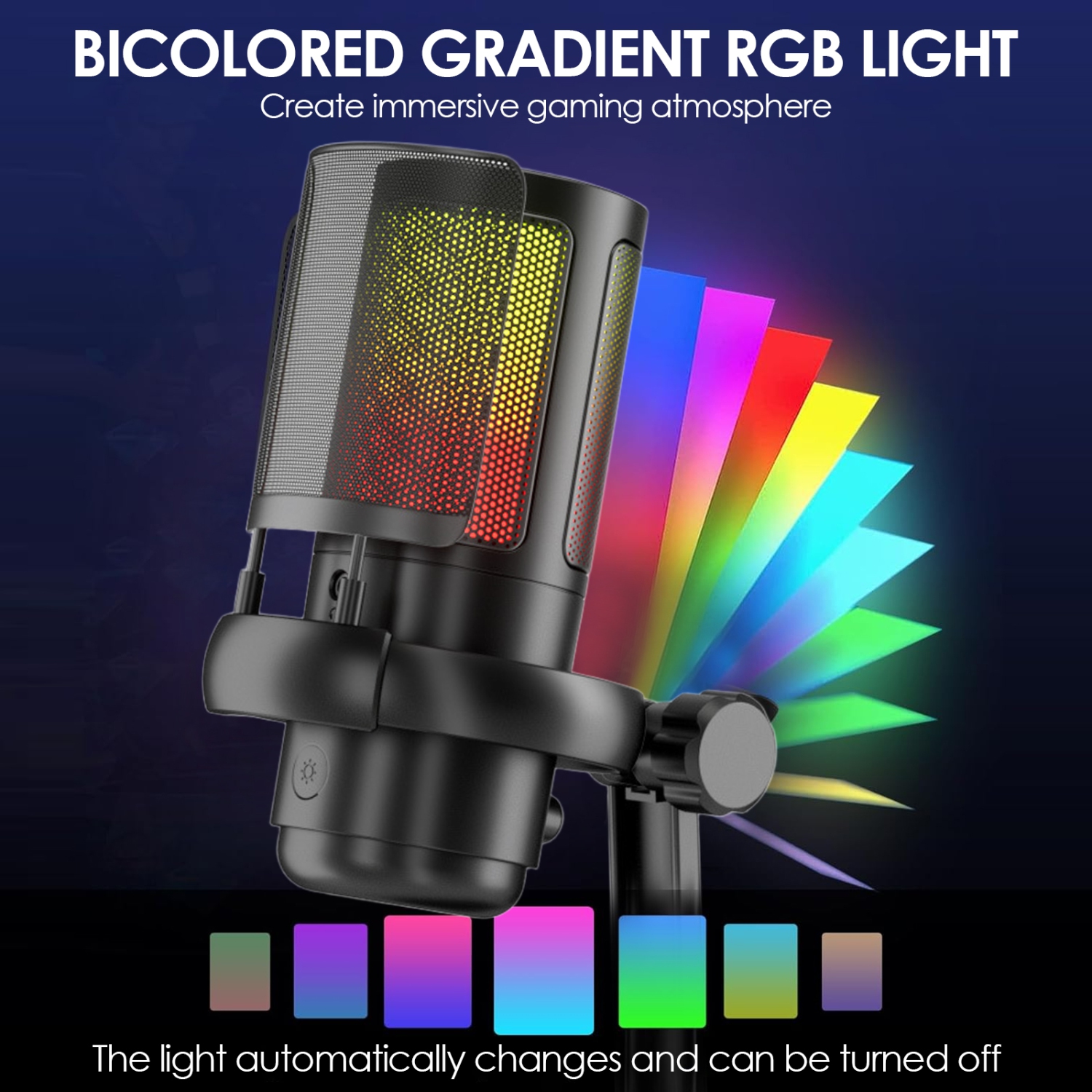 RGB Condenser Microphone, Studio Microphone for Live Streaming, Karaoke, and Recording