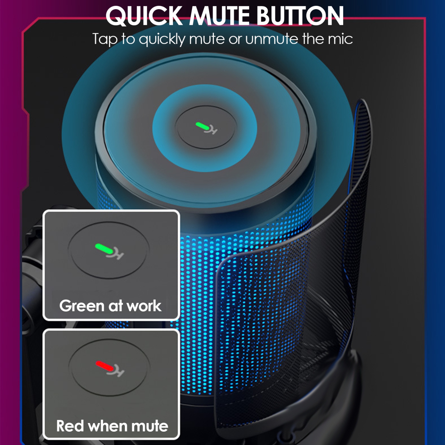 RGB Condenser Microphone, Studio Microphone for Live Streaming, Karaoke, and Recording