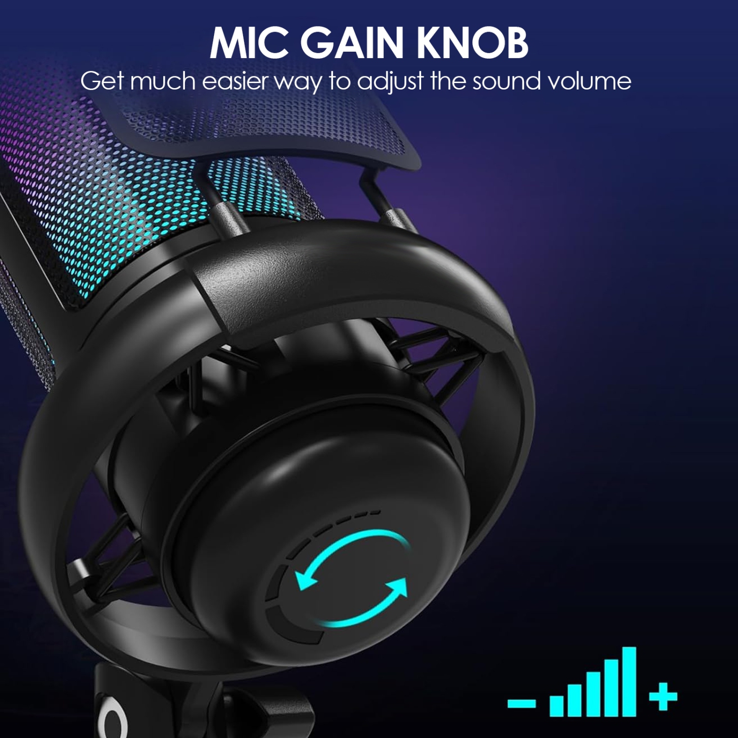 RGB Condenser Microphone, Studio Microphone for Live Streaming, Karaoke, and Recording