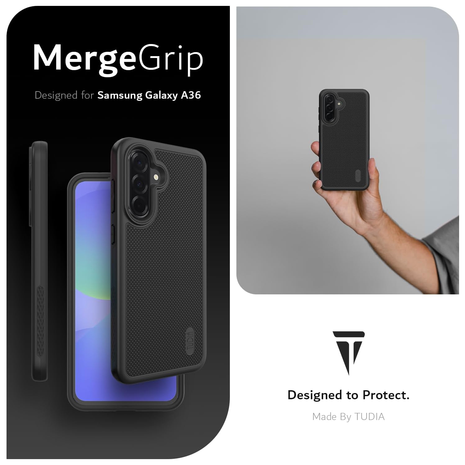 Étui de qualité militaire 2025 de TUDIA pour Galaxy A36 5G de Samsung - Noir