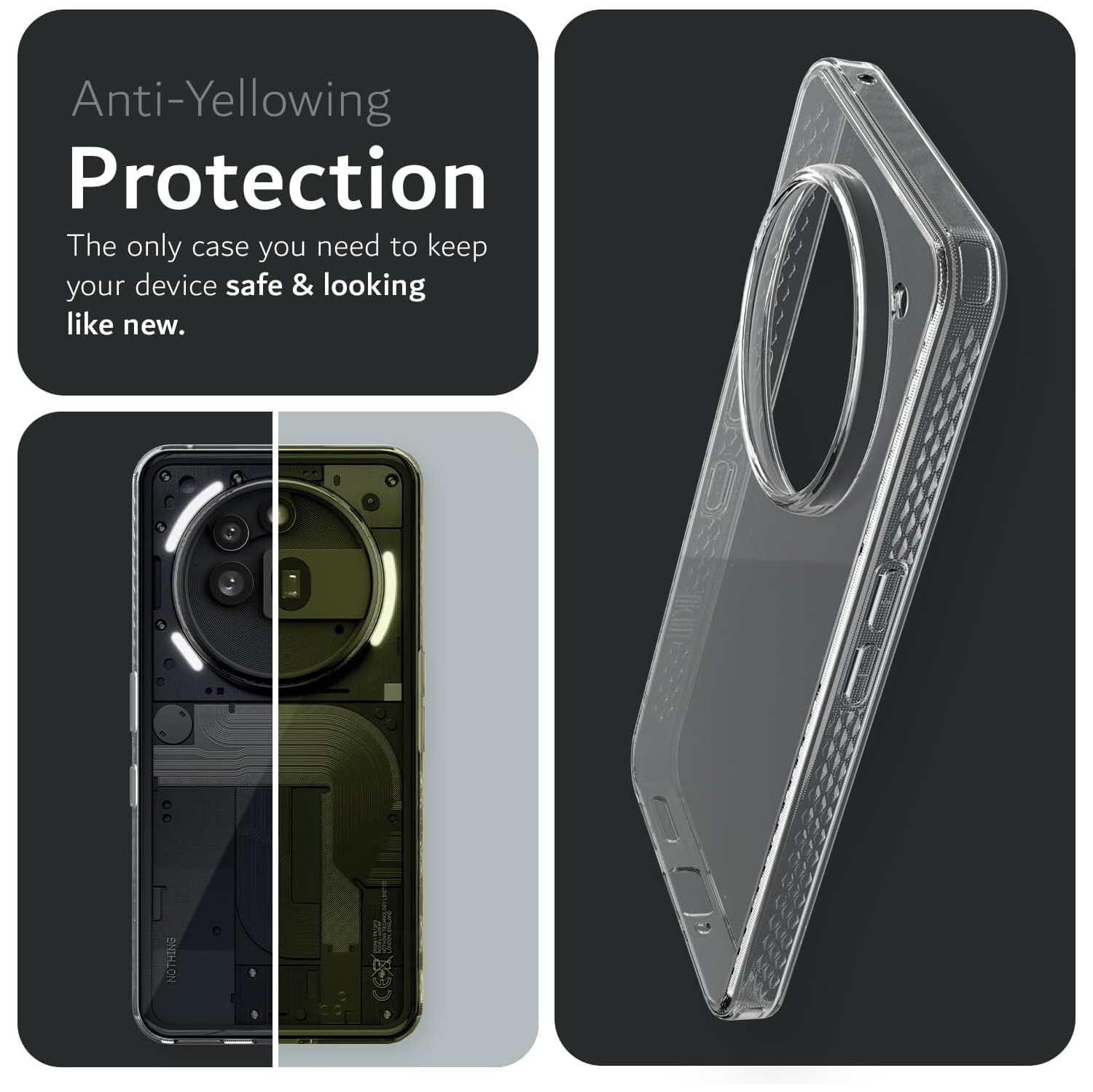 Étui anti-jaunissement LUCION Nothing Phone 3a Pro de TUDIA - Transparent