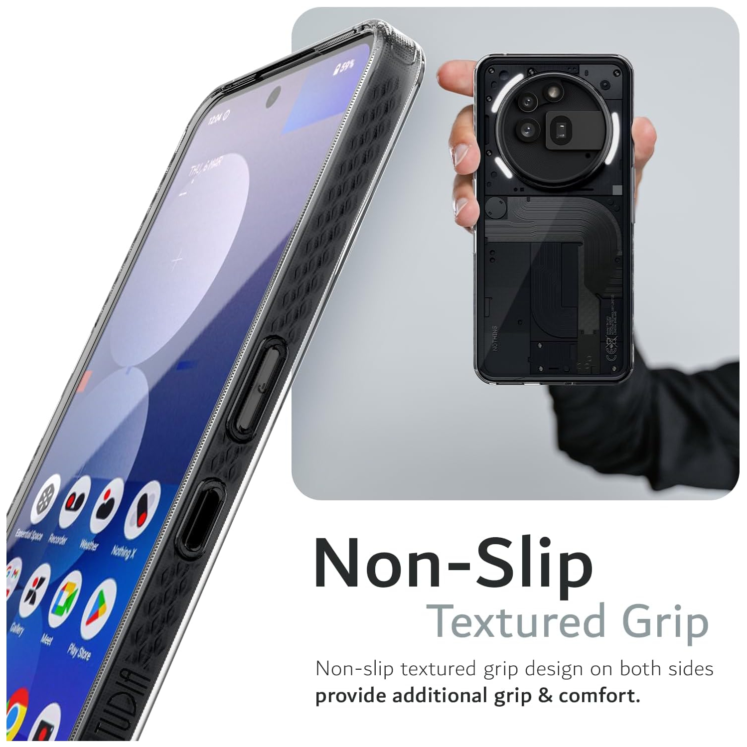 Étui anti-jaunissement LUCION Nothing Phone 3a Pro de TUDIA - Transparent