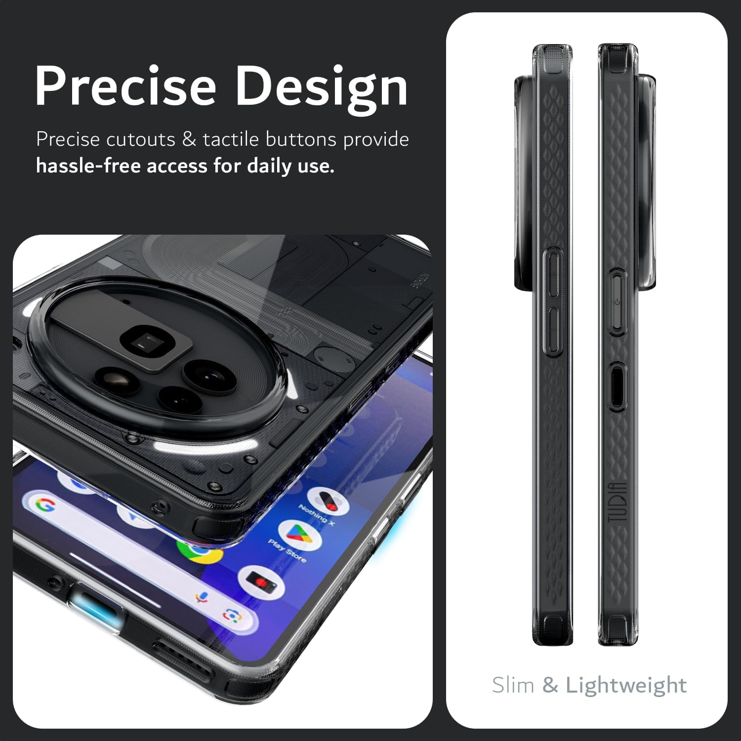 Étui anti-jaunissement LUCION Nothing Phone 3a Pro de TUDIA - Transparent