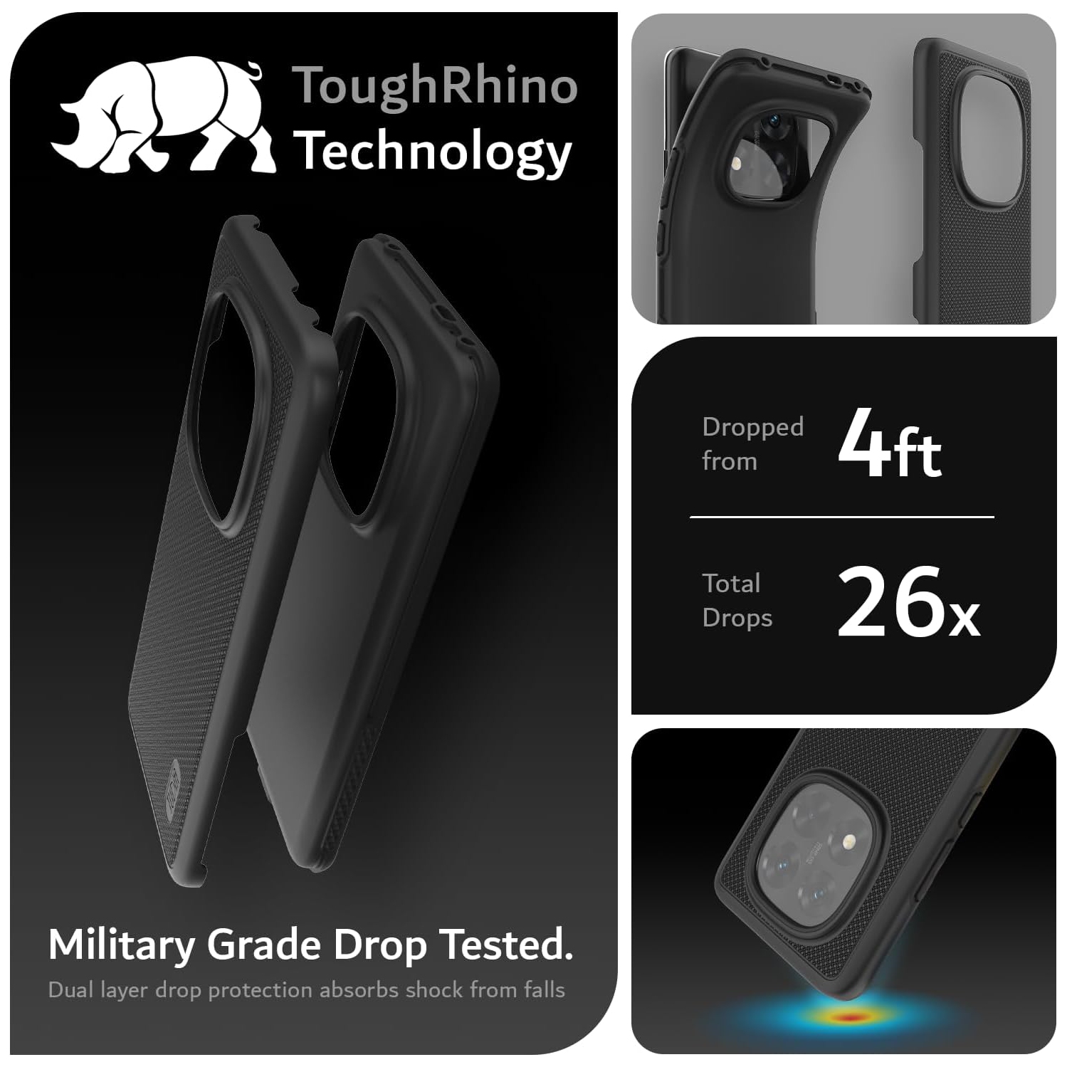 TUDIA MergeGrip Xiaomi Redmi Note 14 Pro Plus 5G Case 2025 - Black