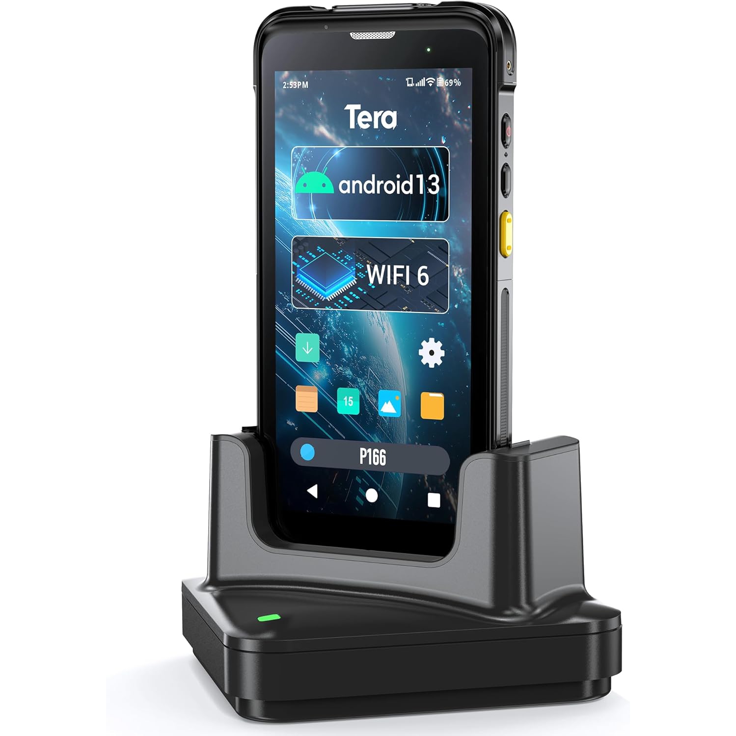 Lecteur de code à barres amélioré de TERA Android 13&nbsp;: Processeur Qualcomm avec socle de chargement portatif PDA robuste QR 2D avec scanner