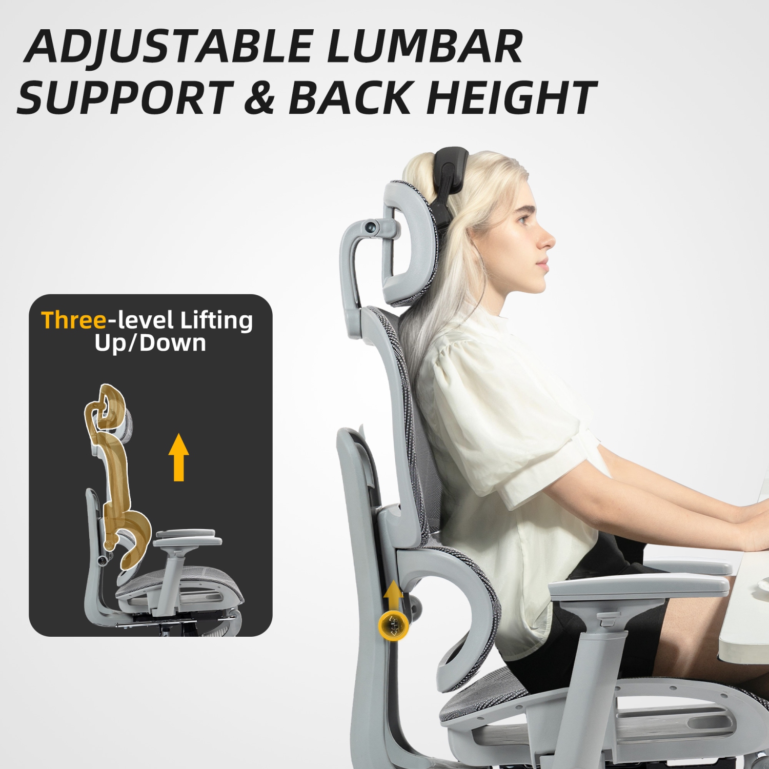 HOMCOM Ergonomic Mesh Office Chair with 3D Armrest, High Back Desk Chair with Lumbar Support, 135° Reclining, Adjustable Headrest, Footrest, Height