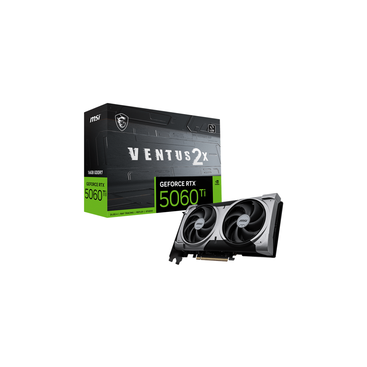 MSI GeForce RTX 5060 Ti 16G Ventus 2X Plus Graphics Card - 16GB GDDR7, 128-bit, DisplayPort x 3 2.1a, HDMI 2.1b