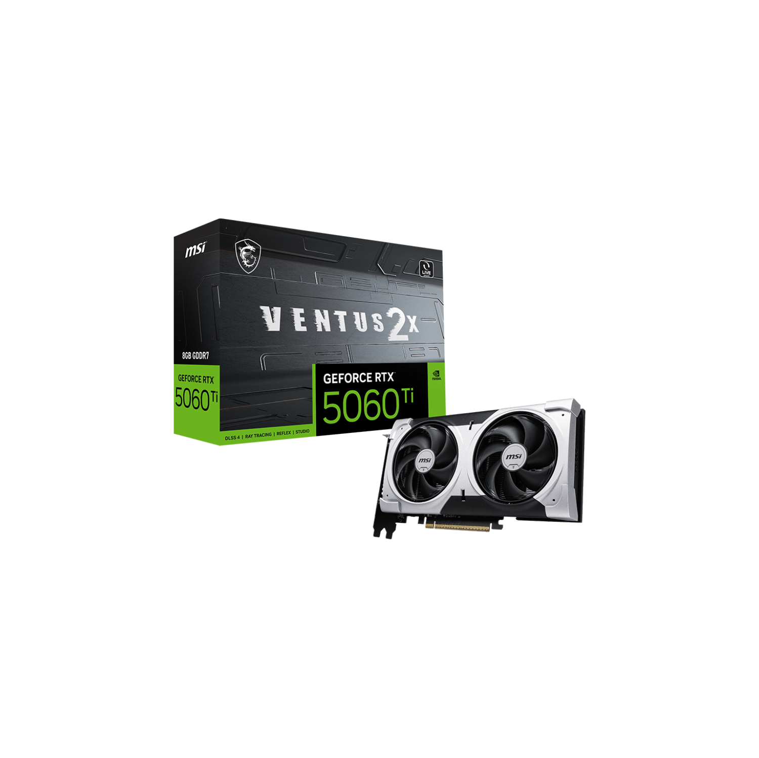 MSI GeForce RTX 5060 Ti 8G Ventus 2X Plus Graphics Card - 8GB GDDR7 (28Gbps/128-bit), PCIe 5.0, HDMI 2.1b, DisplayPort 2.1b