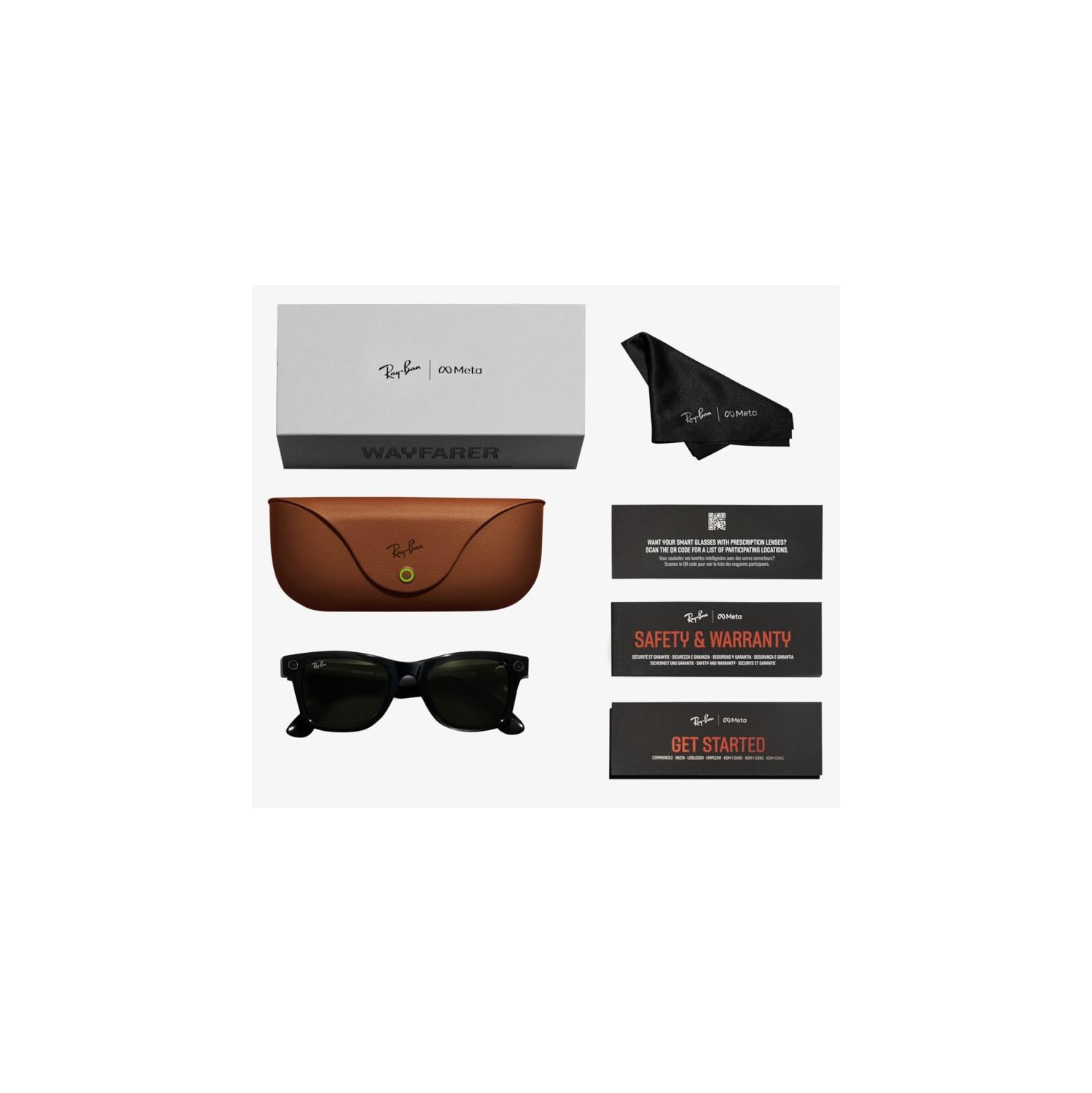 BOÎTE OUVERTE - Lunettes intelligentes Wayfarer Ray-Ban/Meta AI, audio, photo, vidéo RW4006