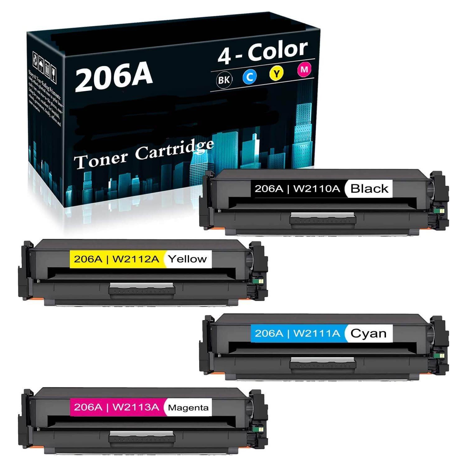 Cartouches de toner HP 206&nbsp;A compatibles BCYM avec ensemble économique de puces