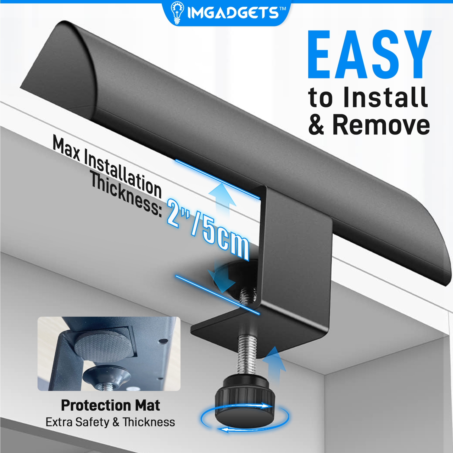 Bureau assis/debout électrique d'IMGadgets avec barre d’alimentation GRATUITE | Surface de 40 x 24 po avec 2 crochets | Ergonomique | 3 mémoires de