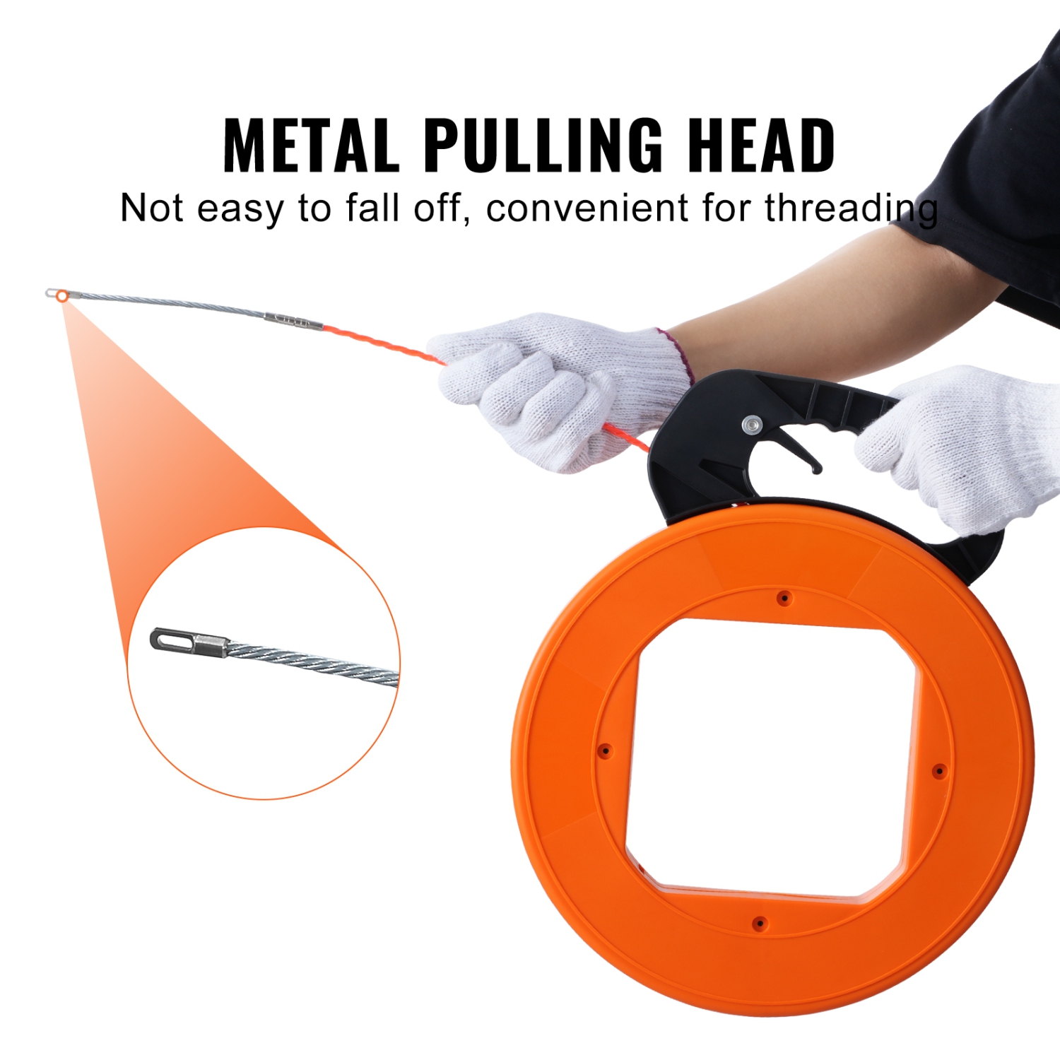 VEVOR 100-foot, 1/4-inch Fish Tape, PET Wire Puller with Optimized Housing and Handle, Easy-to-Use Cable Puller Tool, Flexible Wire Fishing Tools for