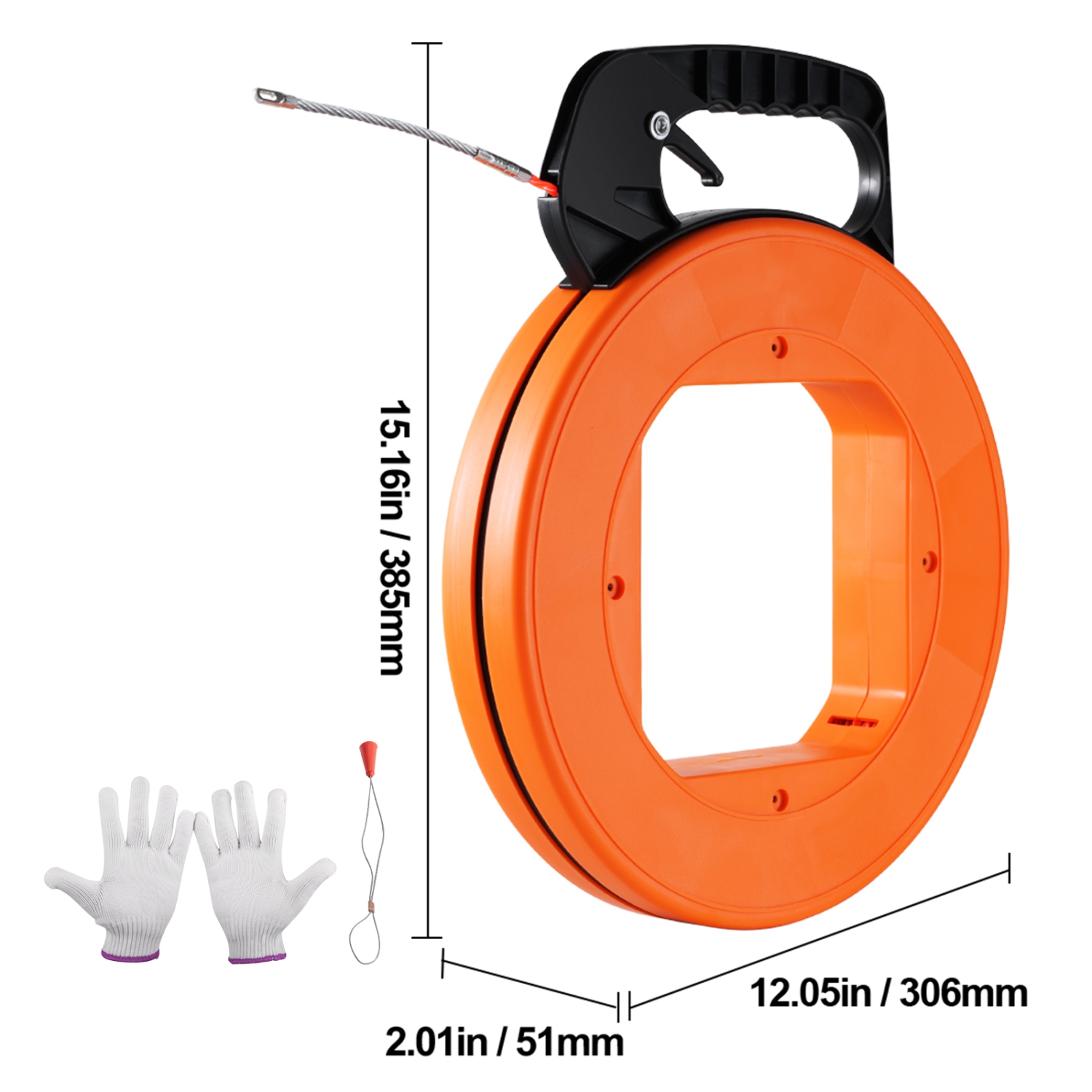 VEVOR 100-foot, 1/4-inch Fish Tape, PET Wire Puller with Optimized Housing and Handle, Easy-to-Use Cable Puller Tool, Flexible Wire Fishing Tools for