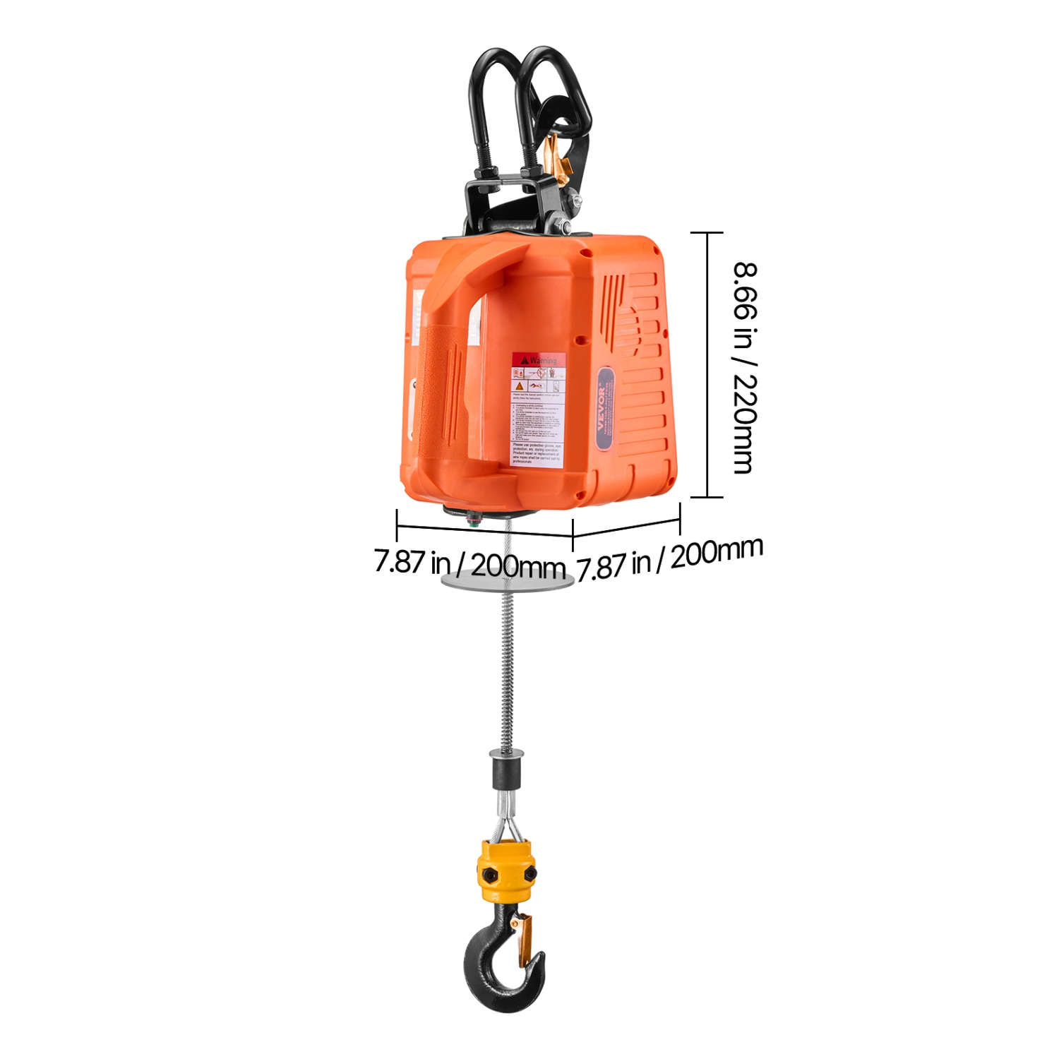 Treuil de levage électrique 3-en-1 VEVOR, capacité 1100&nbsp;lb, treuil portatif 1500&nbsp;W, hauteur de levage 30&nbsp;pi, 16&nbsp;pi/min avec fil