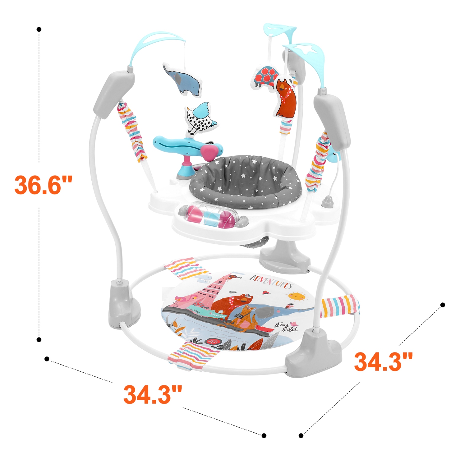 VEVOR 360° Rotation Baby Bouncer, Baby Activity Center Adjustable Height, Toddler Play Jumper with Developmental Toys, Music Lights,Baby SpaceSaver