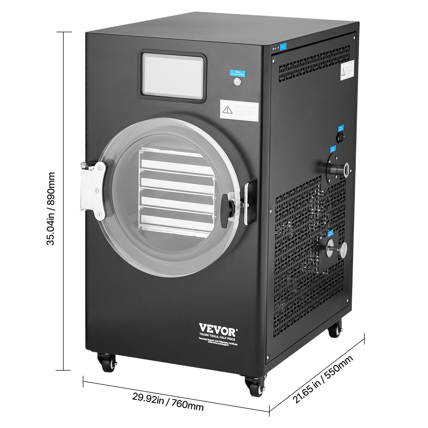 Sécheuse à vide VEVOR Freeze, sèche-linge de 8,8 à 13,2 LB avec plateaux à 4 couches, pompe à vide, minuterie réglable et contrôle de la température,