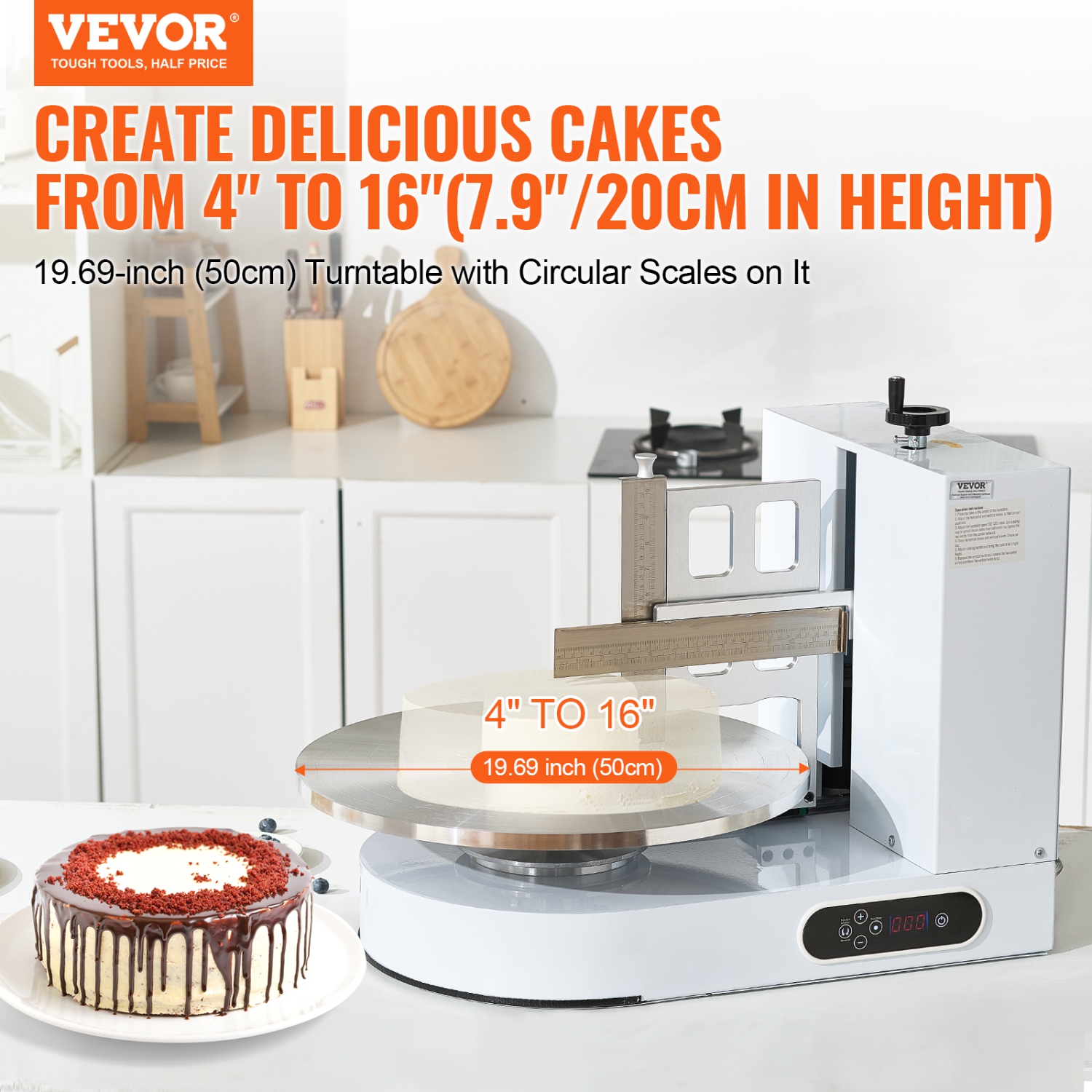 Machine à décorer pour gâteau VEVOR 25-320 tr/min, machine à apprêt pour gâteau, machine à glaçage à gâteau à faible bruit, plateau tournant