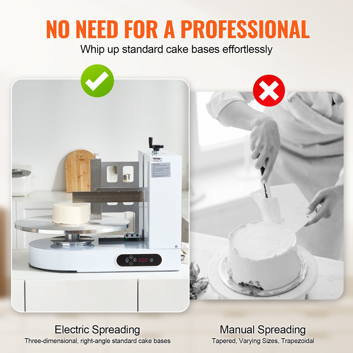 Machine à décorer pour gâteau VEVOR 25-320 tr/min, machine à apprêt pour gâteau, machine à glaçage à gâteau à faible bruit, plateau tournant