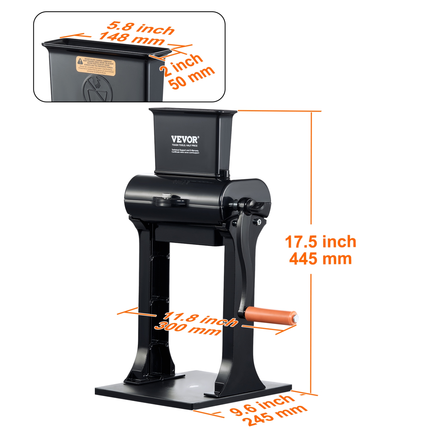 VEVOR Commercial Meat Tenderizer, Heavy Duty Stainless Steel Meat Tenderizer Machine, Quick and Easy Manual Operation Kitchen Tool, 5.8" Feed Port